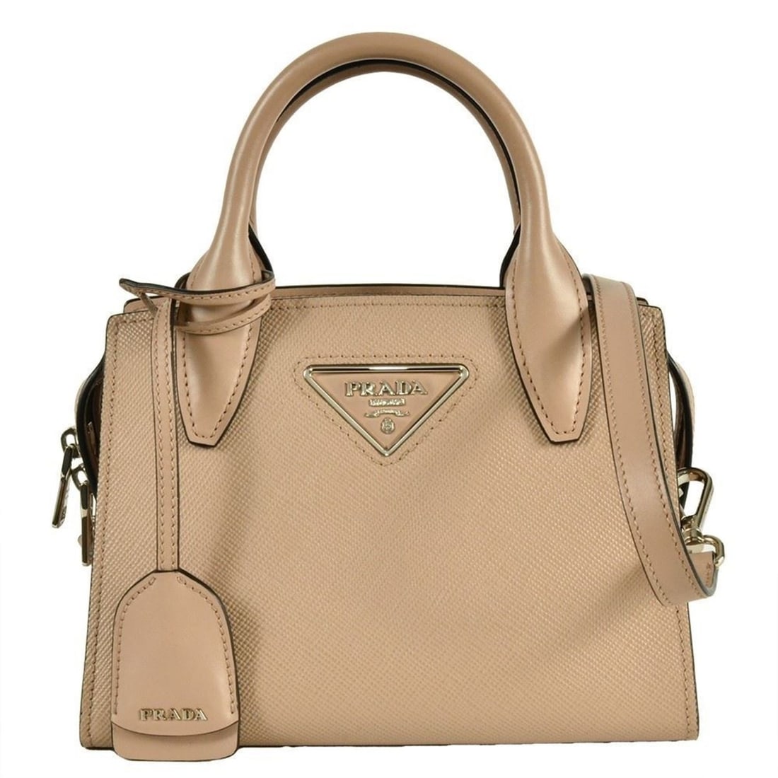 Prada Saffiano Handbag 1BA269 Beige: --- Catalog ---Category: SizeSize (HxWxD): 16.5cm x 22cm x 12cm / 6.49'' x 8.66'' x 4.72''Category: DesignType: HandbagColor: BeigeGender: WomenMaterial: Leather Leather/Fur Type: Saffiano leatherCate