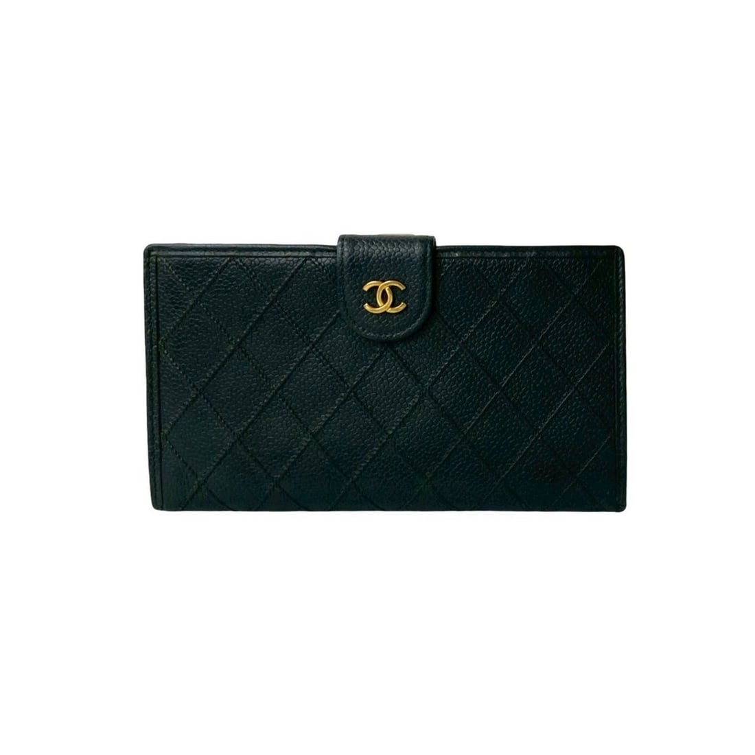 CHANEL Bicolor Coco Mark Caviar Leather Clasp Long Wallet, Black, 40093: --- Catalog ---Category: SizeSize (HxWxD): 10cm x 17.5cm x 1cm / 3.93'' x 6.88'' x 0.39''Category: DesignType: Long wallet (bi-fold)Color: BlackGender: WomenMaterial: Grained Calfskin Category: Genera