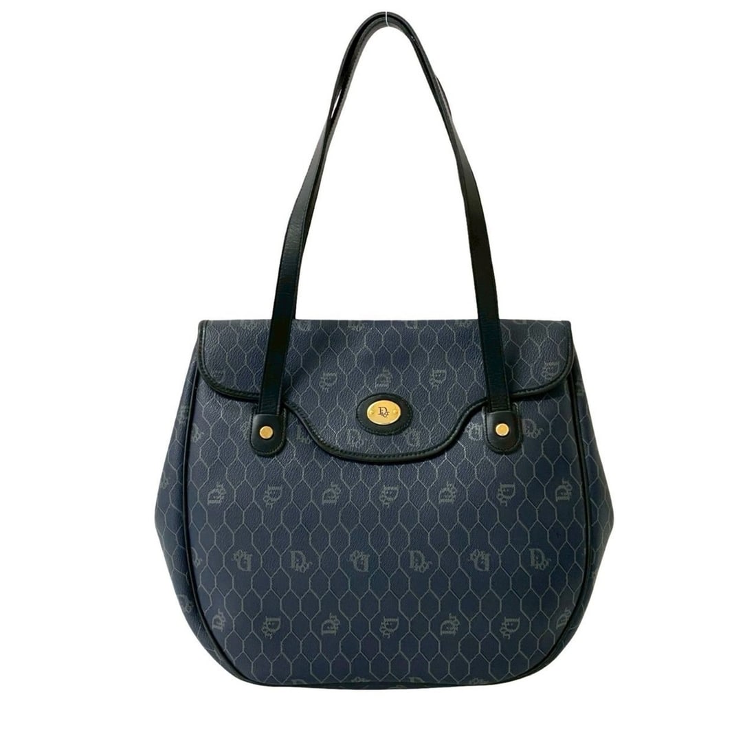 Christian Dior Logo Honeycomb Leather Tote Bag/Semi-Shoulder Bag, Navy, 41060: --- Catalog ---Category: SizeSize (HxWxD): 27cm x 29cm x 8cm / 10.62'' x 11.41'' x 3.14''Category: DesignType: Shoulder bag, Tote bagColor: NavyGender: WomenMaterial: Leather , PVC Category: GeneralBr