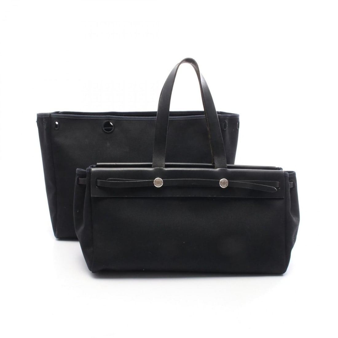 Hermes Hermès Cabas GM Airbag Toile Officier Leather Tote Bag, Women's, Black: --- Catalog ---Category: SizeSize (HxWxD): 22cm x 41cm x 15cm / 8.66'' x 16.14'' x 5.9''Category: DesignType: Tote bagColor: BlackGender: WomenMaterial: Toile officier Category: GeneralBrand: Hermes--