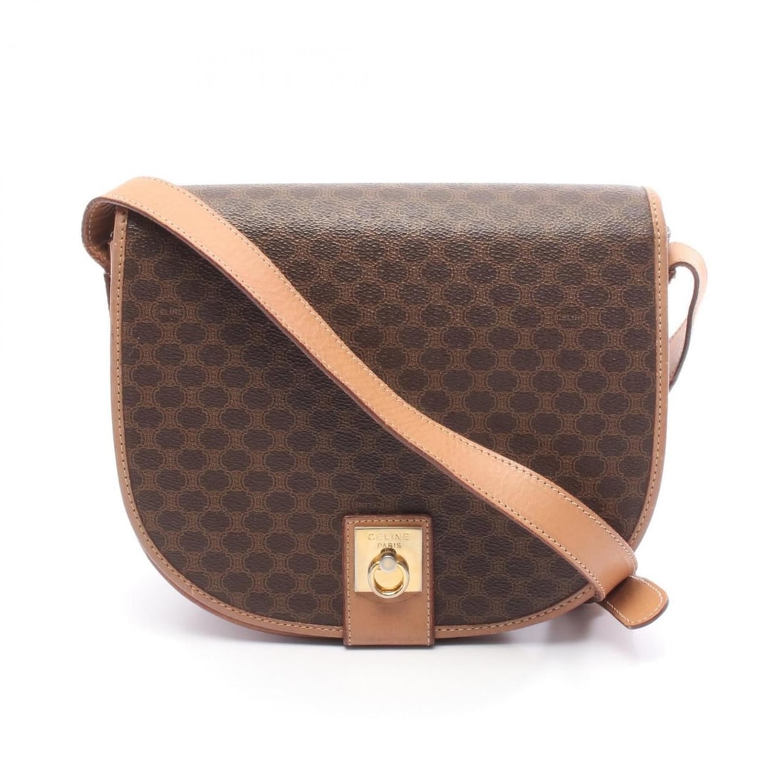 Celine Macadam Shoulder Bag, Coated Canvas and Leather, Women's, Brown: --- Catalog ---Category: SizeSize (HxWxD): 21.5cm x 23cm x 5.5cm / 8.46'' x 9.05'' x 2.16''Category: DesignType: Shoulder bagColor: BrownGender: WomenMaterial: Coated canvas , Leather Category: Genera