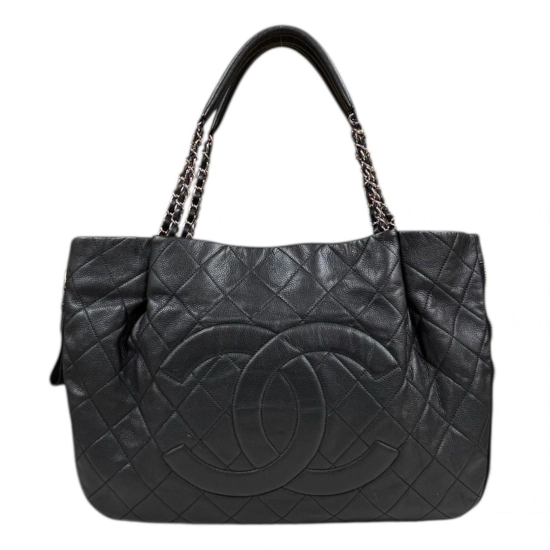 Chanel Expandable Tote Matelasse Coco Mark Shoulder Bag in Caviar Skin, Black, Women's, Pre-owned: --- Catalog ---Category: SizeWeight: 1kg / 2.2lb.Size (HxWxD): 33cm x 46cm x 15cm / 12.99'' x 18.11'' x 5.9''Strap Length: 55cm / 21.65''Category: DesignType: Shoulder bagColor: BlackGender: WomenClos