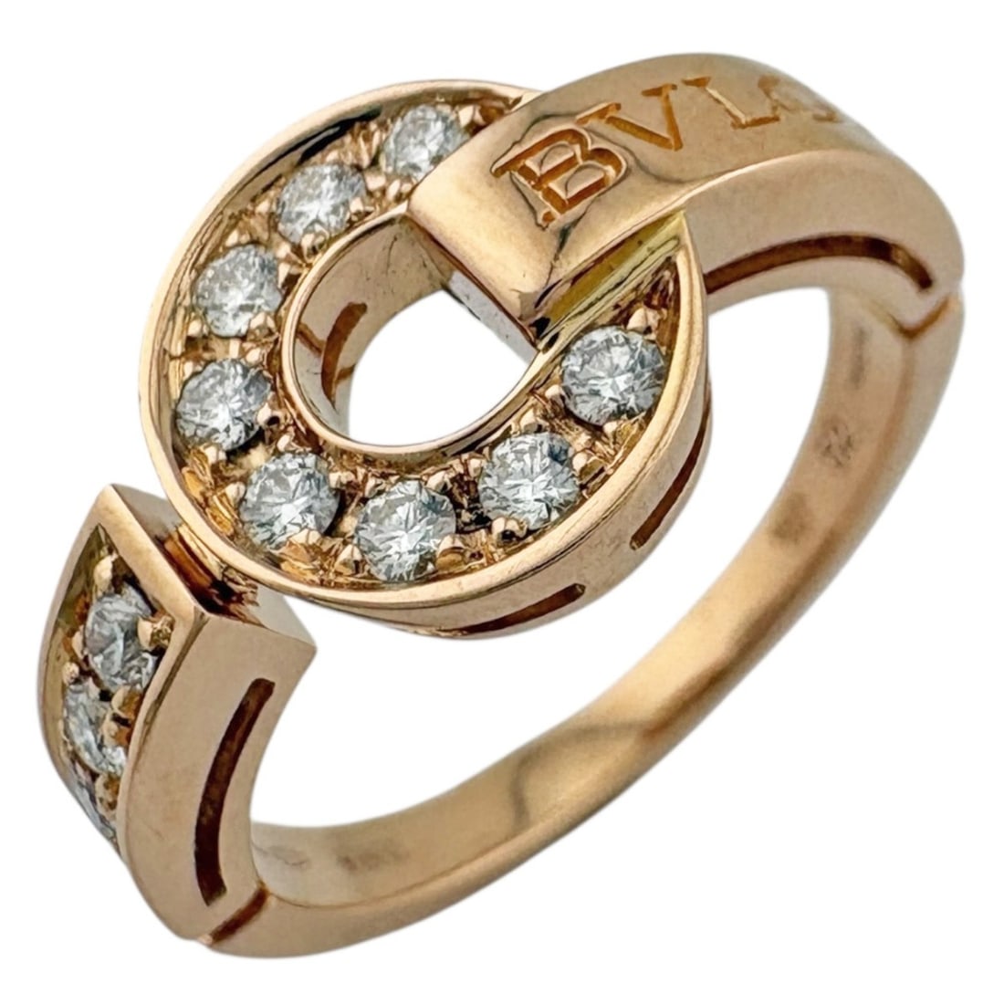 Bvlgari Ring 18k Gold Diamond Women's BVLGARI Pre-owned: --- Catalog ---Category: PackNumber in Pack: 1Category: SizeWeight: 5.3g / 0.18oz.JP Size: 11.5US Size: 6Category: DesignType: Band ringColor: PinkMetal: GoldStone: DiamondGender: WomenMetal Purity: 1
