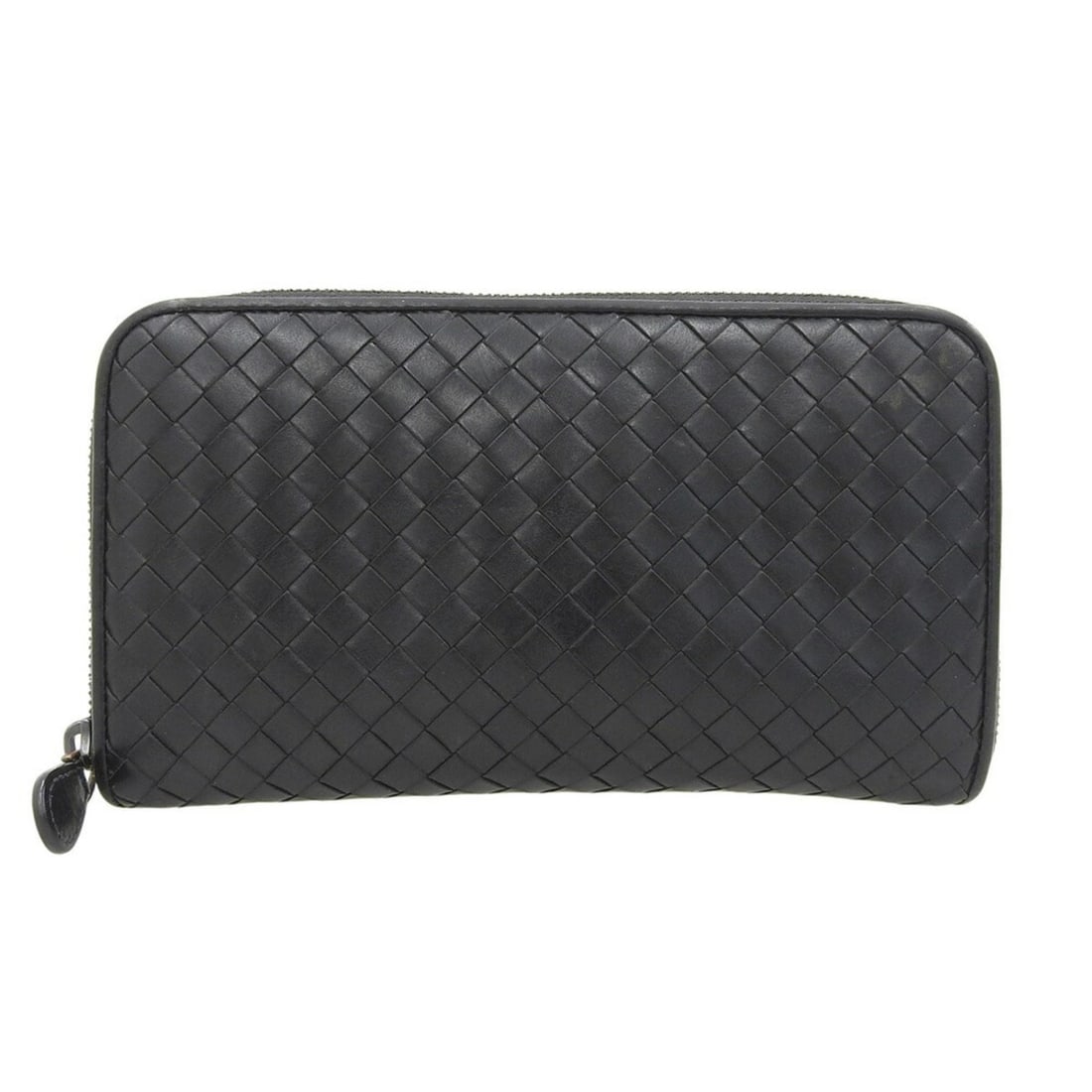 Bottega Veneta round long wallet in black intrecciato: --- Catalog ---Category: SizeSize (HxWxD): 11.5cm x 21cm x 2.5cm / 4.52'' x 8.26'' x 0.98''Category: DesignType: Long wallet (bi-fold)Color: BlackGender: WomenMaterial: Leather Category: GeneralBrand: