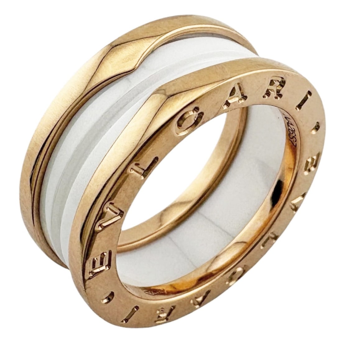 Bvlgari B-zero.1 White Ceramic Ring, 18k Gold, Women's, Pre-Owned,: --- Catalog ---Category: PackNumber in Pack: 1Category: SizeWidth: 8mm / 0.31''Weight: 8.4g / 0.29oz.JP Size: 10US Size: 5.5Category: DesignType: Band ringColor: PinkMetal: GoldGender: WomenMaterial: