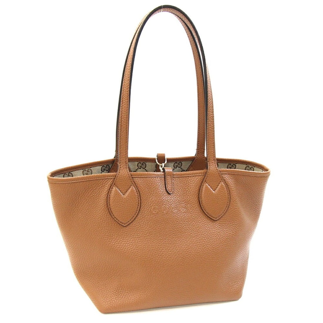 Gucci Tortissima Small Reversible Tote Bag 839124 Brown Grained Leather and Canvas Mini Shoulder GG: --- Catalog ---Category: SizeSize (HxWxD): 18.5cm x 35cm x 16cm / 7.28'' x 13.77'' x 6.29''Category: DesignType: Tote bagColor: BrownGender: WomenMaterial: GG canvas , Leather Category: GeneralMPN: 83