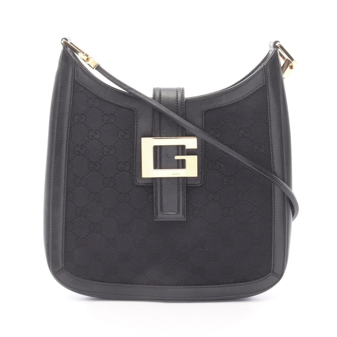 Gucci GG Canvas Shoulder Bag, and Leather, Women's, Black, 001-4142: --- Catalog ---Category: SizeSize (HxWxD): 21cm x 25cm x 2.5cm / 8.26'' x 9.84'' x 0.98''Category: DesignType: Shoulder bagColor: BlackGender: WomenMaterial: Canvas , Leather Category: GeneralMPN: 001