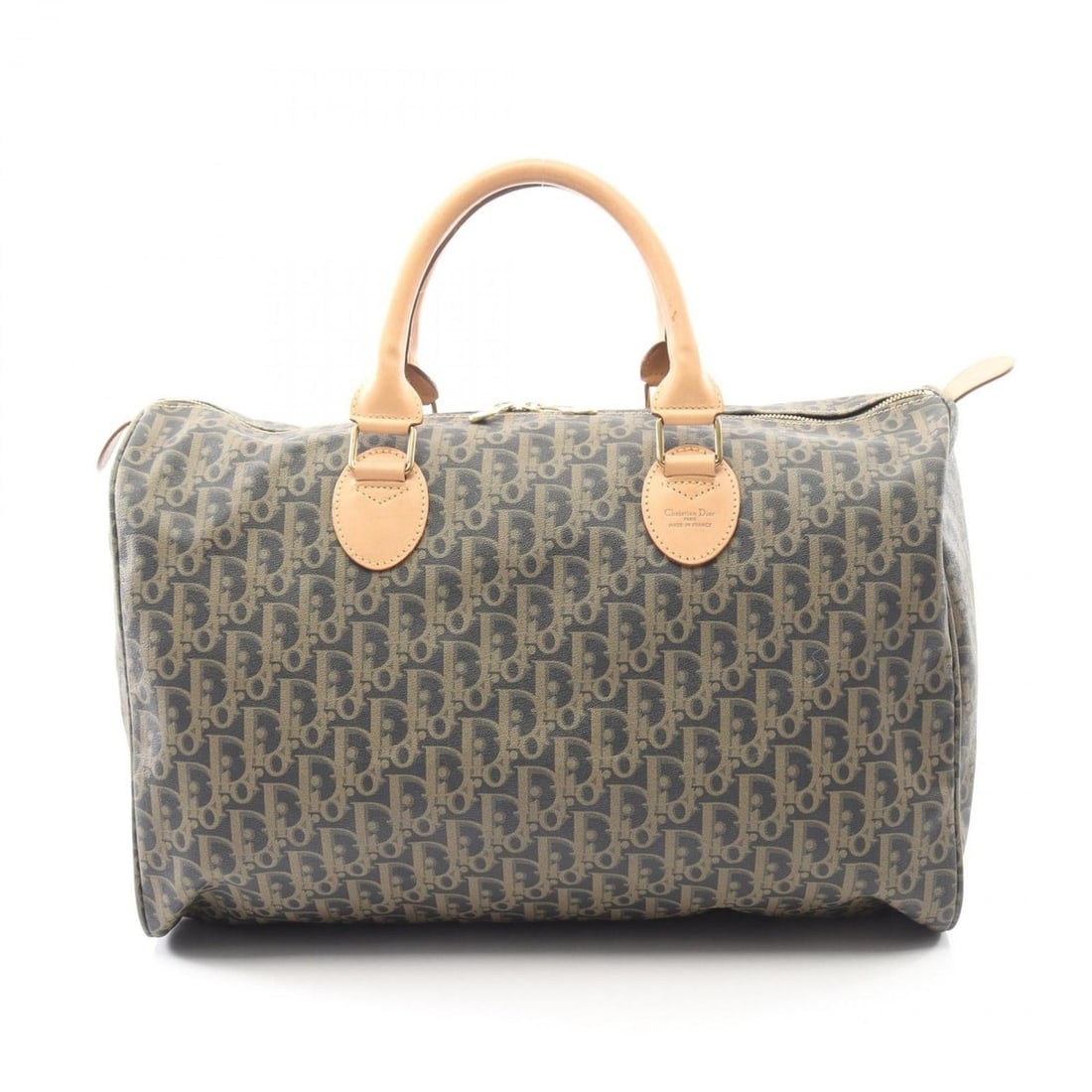 Christian Dior Trotter Boston Bag, Coated Canvas and Leather, Women's, Khaki, Navy, Beige: --- Catalog ---Category: SizeSize (HxWxD): 42cm x 22cm / 16.53'' x 8.66''Category: DesignType: Boston bagColor: Beige, Khaki, NavyGender: WomenMaterial: PVC , Leather Category: GeneralBrand: Christian