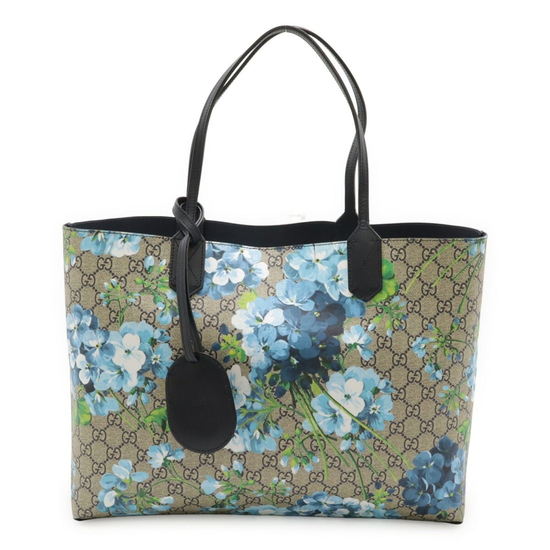 GUCCI GG Blooms Supreme Reversible Tote/Shoulder Bag in PVC and Leather, Beige Blue Multicolor,: --- Catalog ---Category: SizeWeight: 470g / 1.03lb.Size (HxWxD): 27cm x 37.5cm x 12cm / 10.62'' x 14.76'' x 4.72''Category: DesignType: Shoulder bag, Tote bagColor: Beige, Blue, Multi-colorGender: Wom