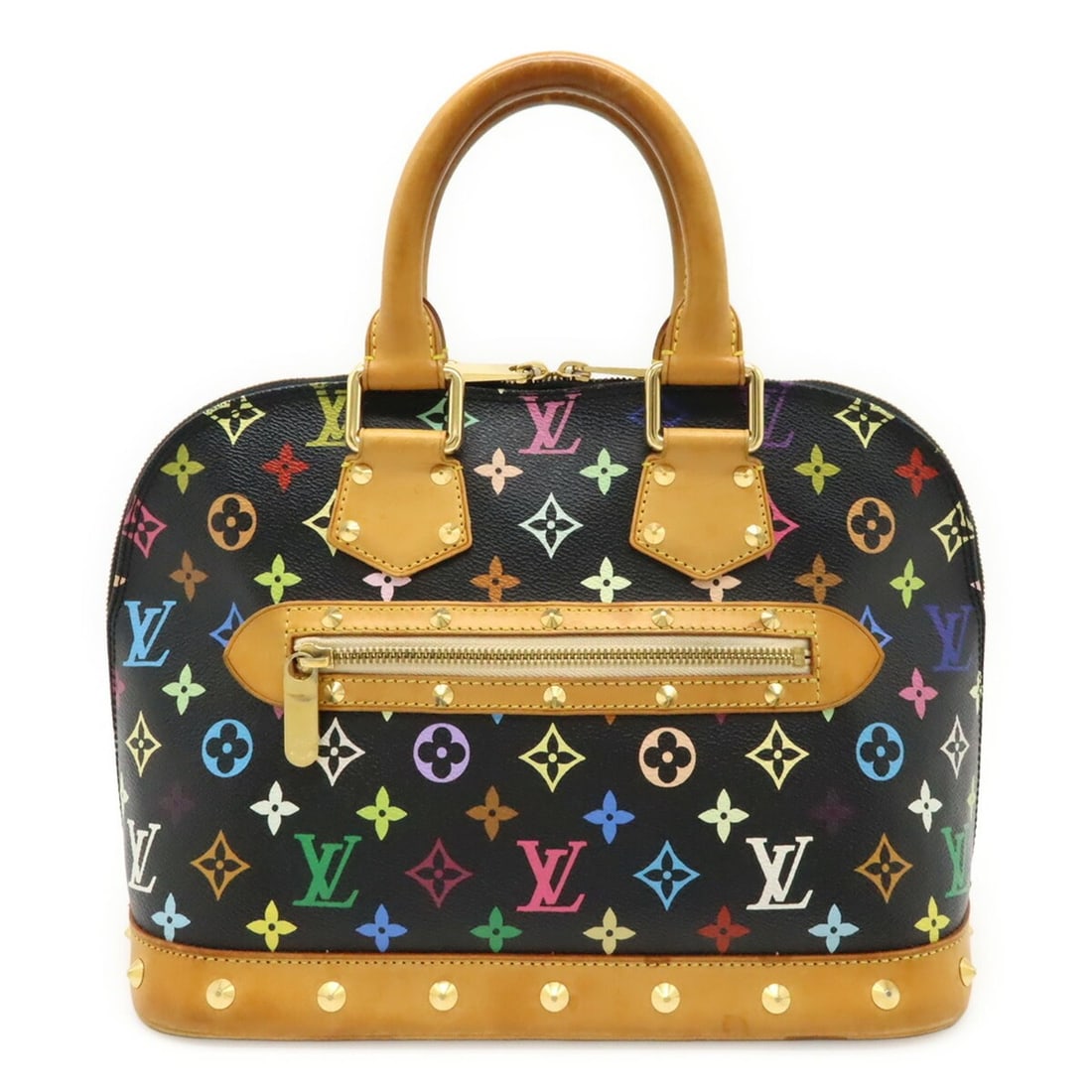 LOUIS VUITTON Monogram Multicolore Alma Handbag in Studs, Noir, Black, M92646: --- Catalog ---Category: SizeWeight: 790g / 1.74lb.Size (HxWxD): 23.5cm x 30.5cm x 16cm / 9.25'' x 12'' x 6.29''Category: DesignType: HandbagColor: Black, NoirGender: WomenMaterial: Monogram Multicolo