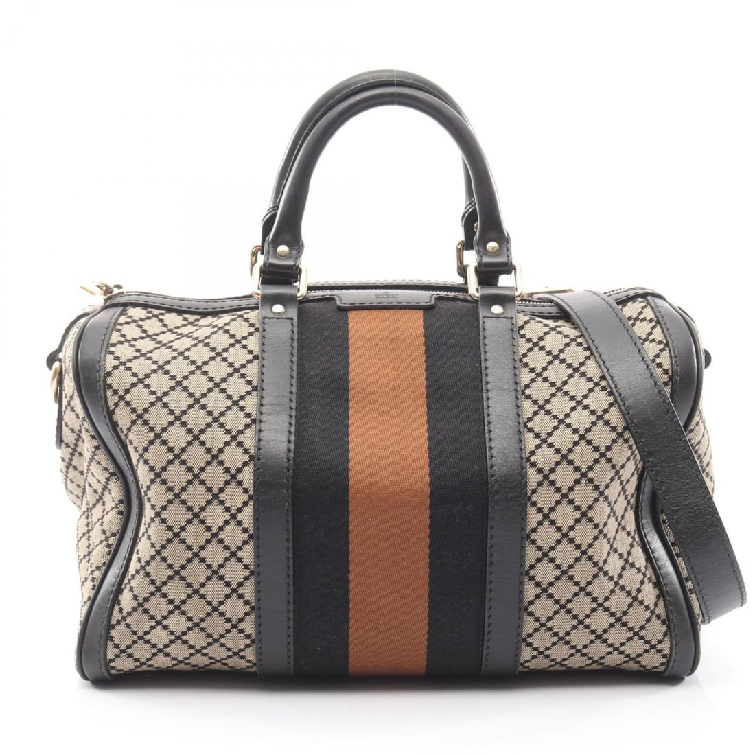 Gucci Diamante Webbing Line Handbag, Canvas and Leather, Women's, Beige, Black, Brown, 247205: --- Catalog ---Category: SizeSize (HxWxD): 22cm x 32cm x 17cm / 8.66'' x 12.59'' x 6.69''Category: DesignType: HandbagColor: Beige, Black, BrownGender: WomenMaterial: Canvas , Leather Category: Genera