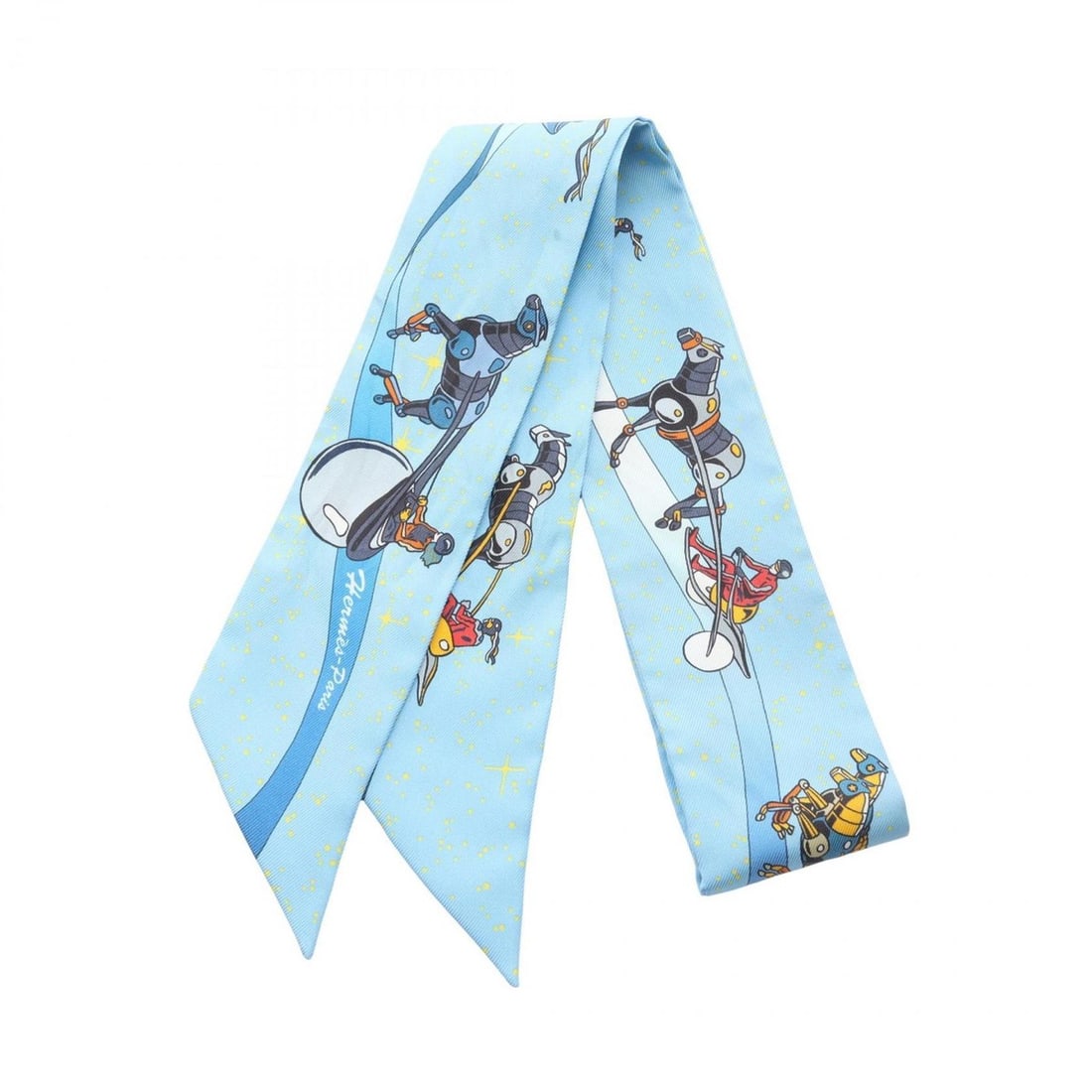 Hermes Hermès Twilly Space Derby Silk Scarf for Women in Multicolor Blue: --- Catalog ---Category: SizeSize (LxW): 85cm x 5cm / 33.46'' x 1.96''Category: DesignType: ScarfColor: Blue, Multi-colorGender: WomenMaterial: Silk Category: GeneralBrand: Hermes--- Item List ---Sect