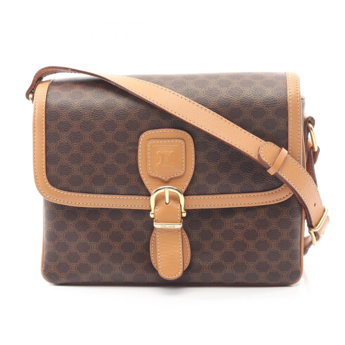 Celine Macadam Shoulder Bag, Coated Canvas and Leather, Women's, Brown: --- Catalog ---Category: SizeSize (HxWxD): 19cm x 23cm / 7.48'' x 9.05''Category: DesignType: Shoulder bagColor: BrownGender: WomenMaterial: Coated canvas , Leather Category: GeneralBrand: Celine--- I