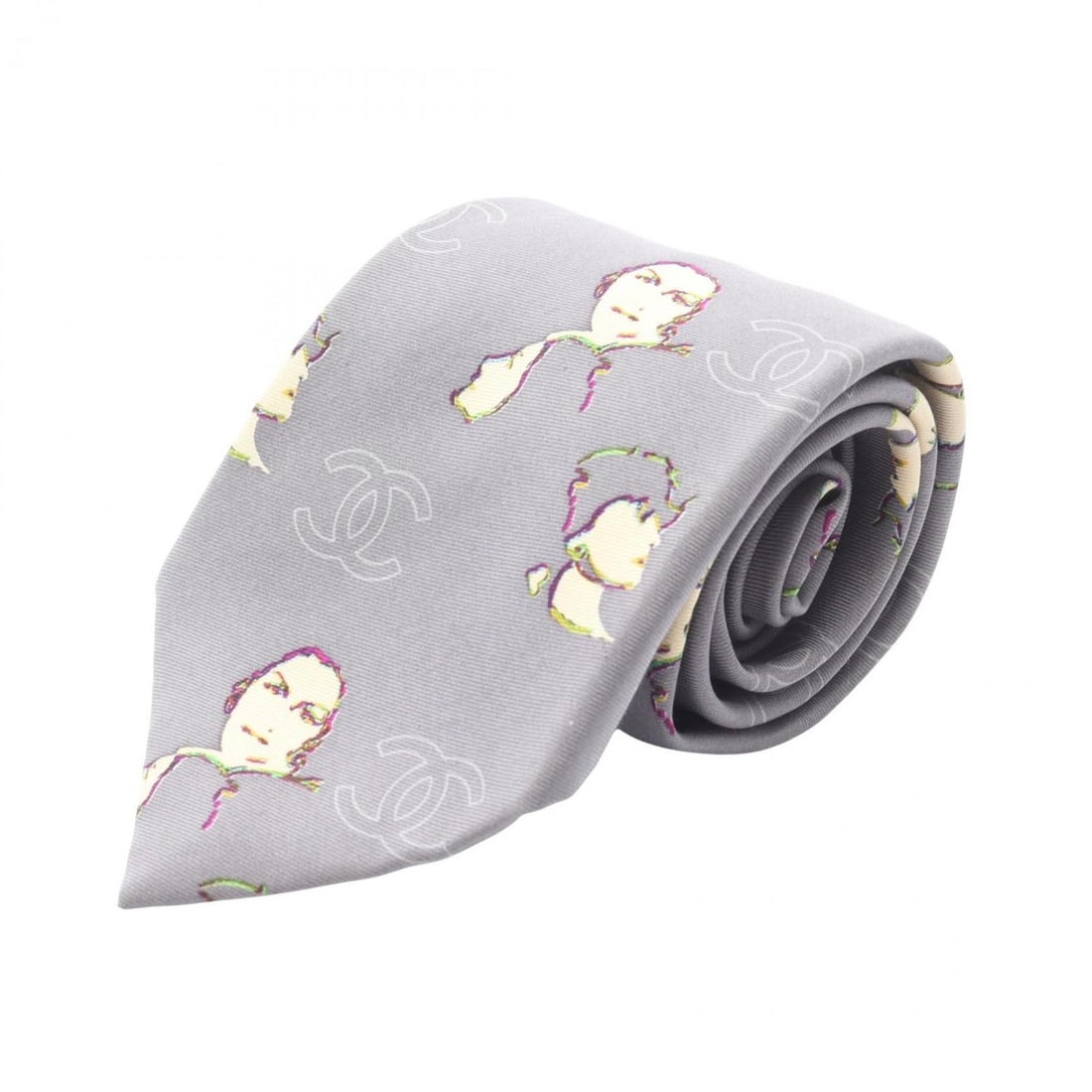 Chanel Coco Mark Tie, Silk, Men's, Gray, Multicolor: --- Catalog ---Category: SizeTotal Length: 148.5cm / 58.46''Category: DesignType: CravatColor: Gray, Multi-colorGender: MenMaterial: Silk Category: GeneralBrand: Chanel--- Item List ---Section: Condit