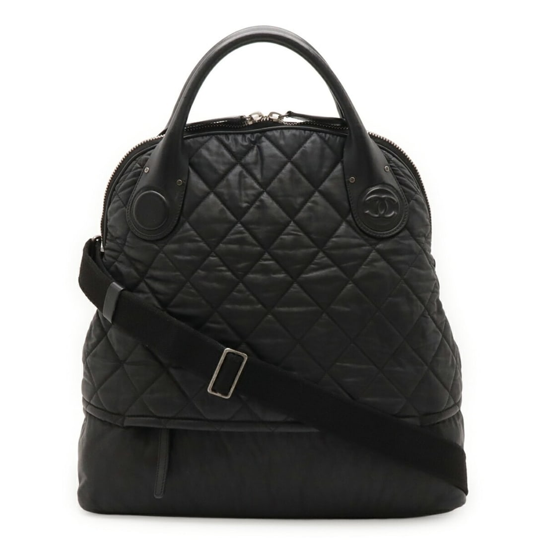 CHANEL Coco Cocoon Quilted Handbag Shoulder Bag Nylon Leather Black: --- Catalog ---Category: SizeSize (HxWxD): 38cm x 39cm x 20cm / 14.96'' x 15.35'' x 7.87''Strap Length: 140cm / 55.11''Category: DesignType: HandbagColor: BlackStyle: CasualGender: WomenMaterial: Nylo