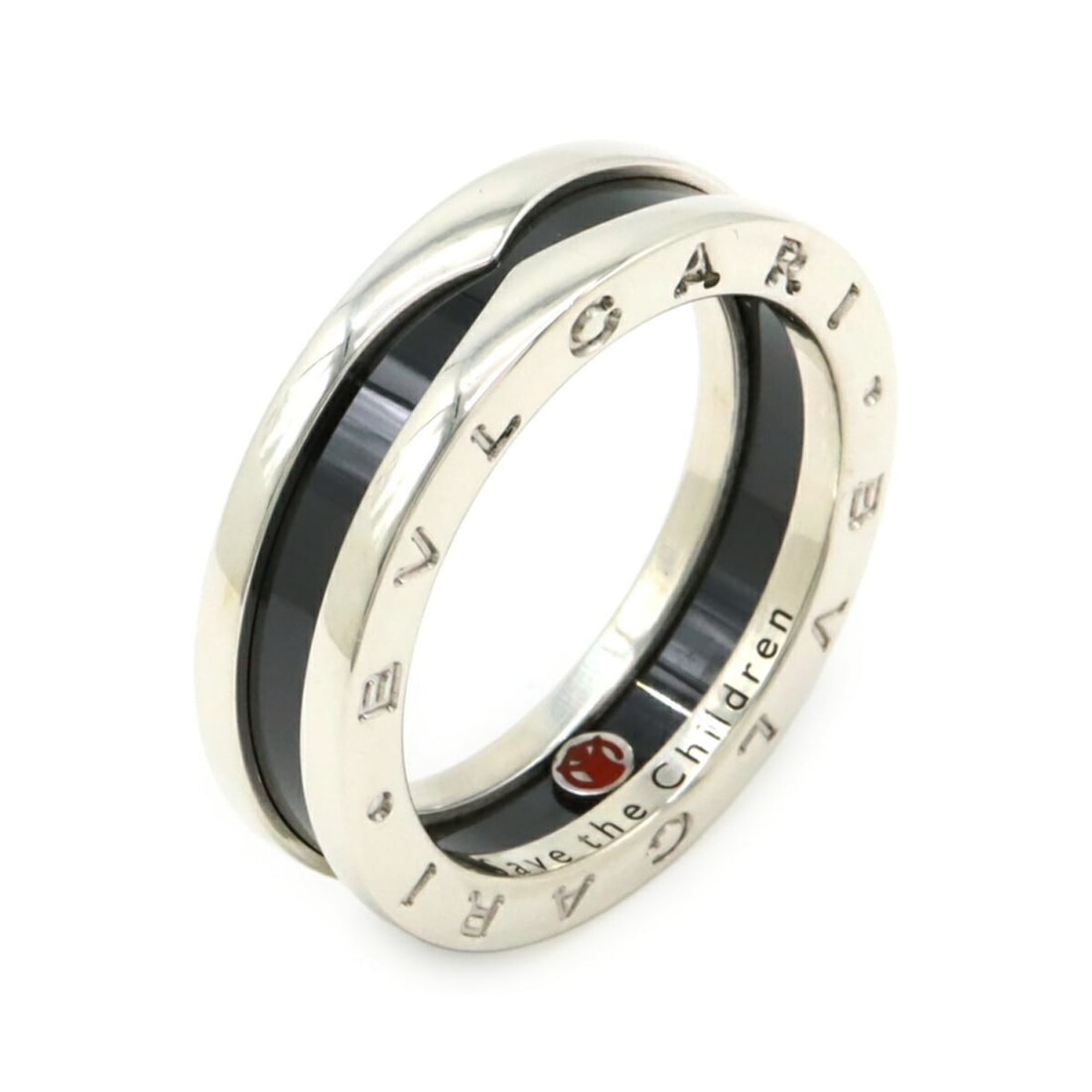 BVLGARI B-zero1 Save the Children Ring, Ag925 Silver, #61, Japanese Size 20, AN855770: --- Catalog ---Category: SizeJP Size: 20US Size: 10Category: DesignType: Band ringColor: Black, SilverGender: MenMaterial: Ceramic, Silver 925Category: GeneralLine: B.zero1Brand: Bvlgari--- Item List