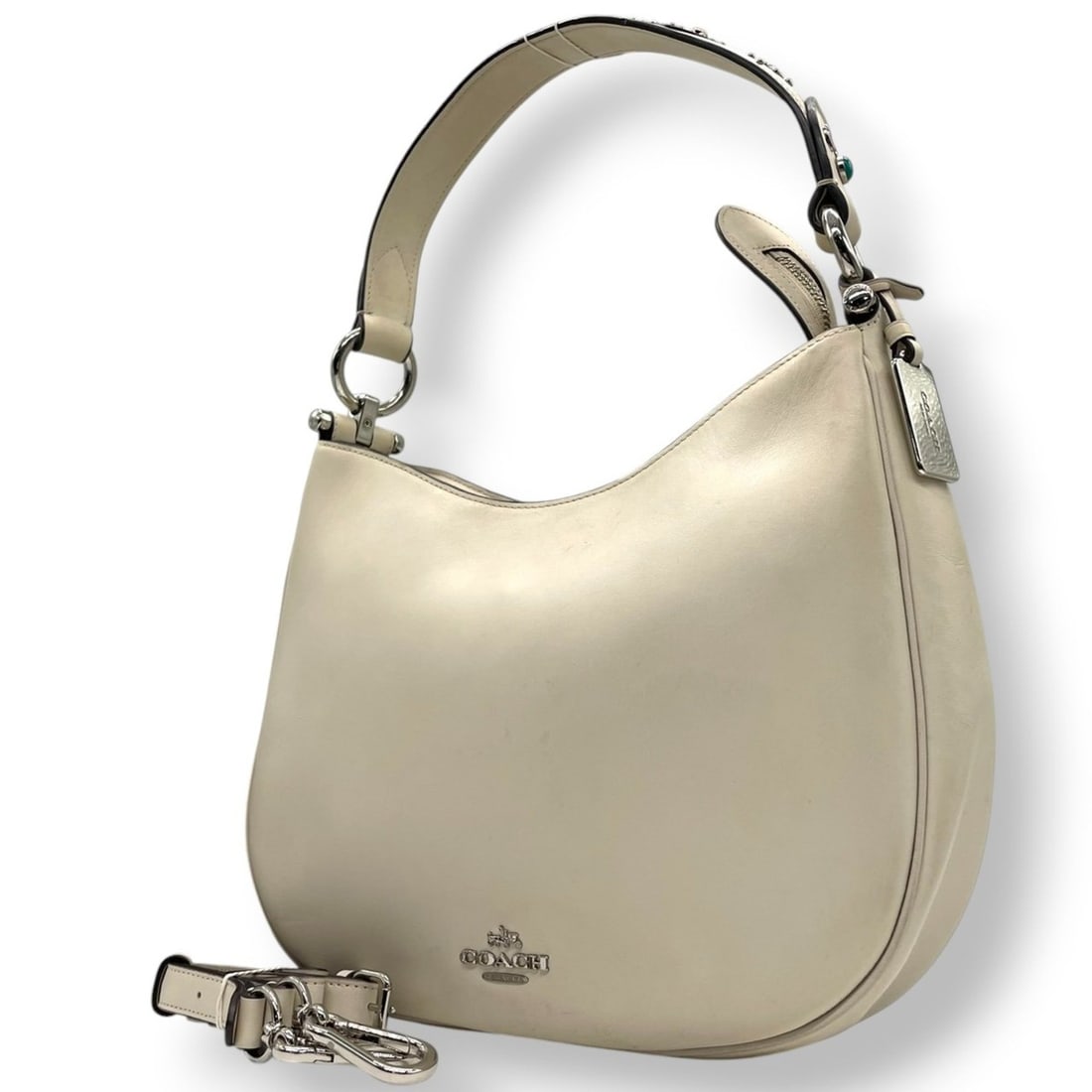 Coach Chelsea Hobo Shoulder Bag, Pebbled Leather with Rubbed Hardware, Women's, 57119, Size s91: --- Catalog ---Category: SizeSize (HxWxD): 23cm x 29cm x 8cm / 9.05'' x 11.41'' x 3.14''Category: DesignType: Shoulder bagColor: Ivory, WhiteGender: WomenMaterial: Leather Category: GeneralMPN: 57119B