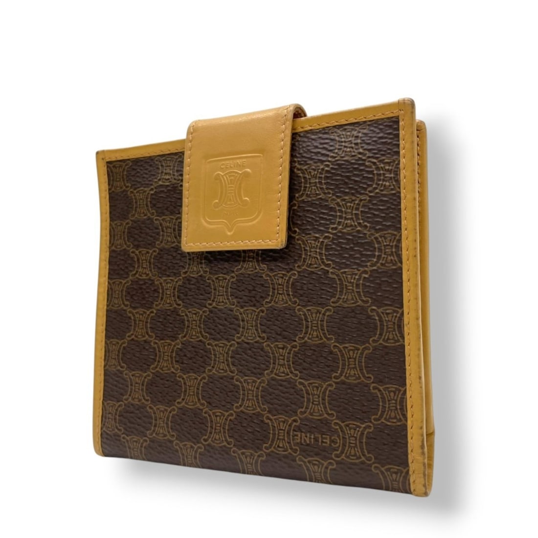 Celine Macadam Triomphe Bi-fold Wallet, Mini, Leather, Brown, Women's, w1: --- Catalog ---Category: SizeSize (HxWxD): 10cm x 10.5cm x 1cm / 3.93'' x 4.13'' x 0.39''Category: DesignType: Wallet (bi-fold)Color: Beige, BrownGender: WomenMaterial: PVC , Leather Category: General