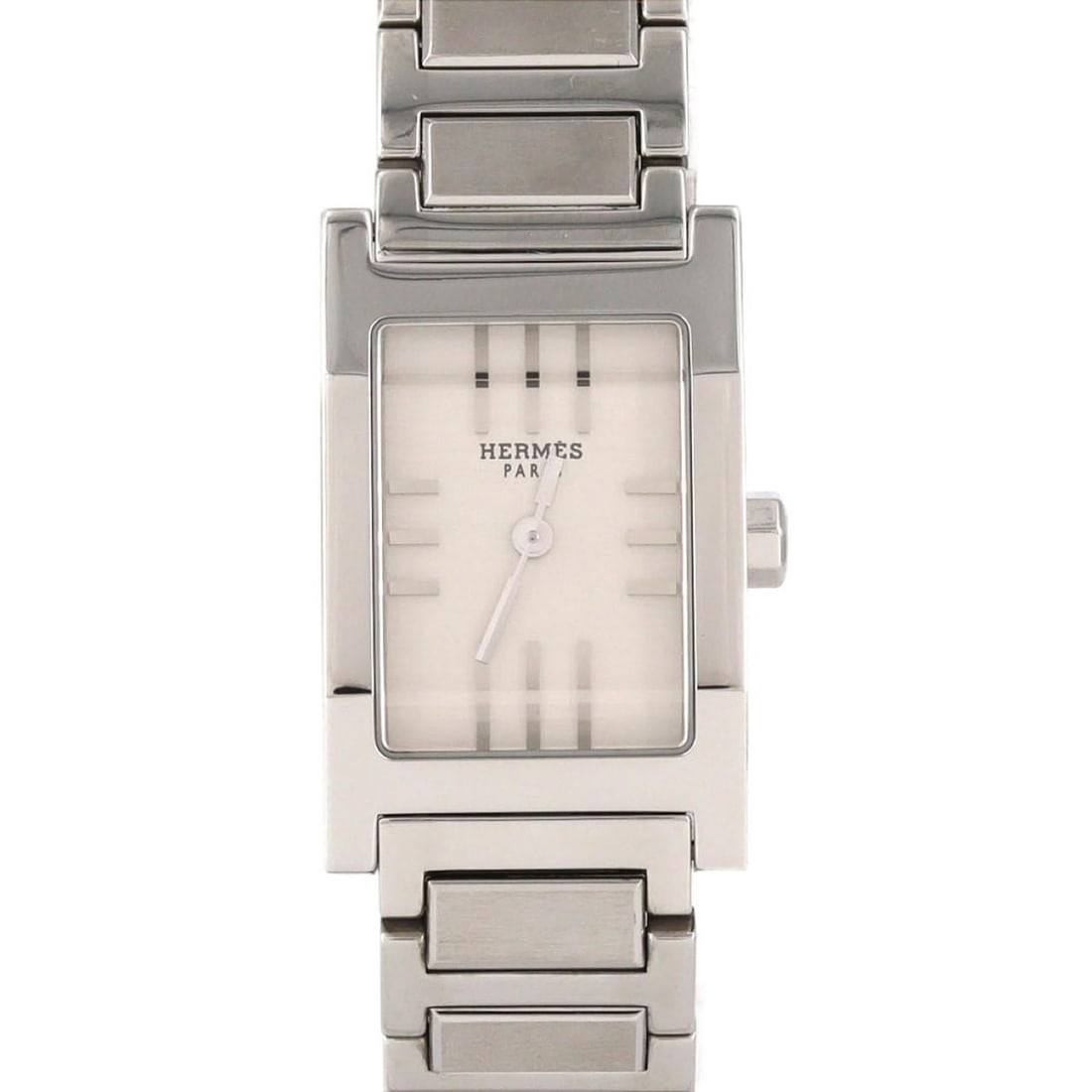 Hermès Tandem TA1.210 Stainless Steel Quartz Watch: --- Catalog ---Category: SizeWrist Size: 16.5cm / 6.49''Case Diameter: 18.5mm / 0.73''Category: DesignType: WristwatchGender: WomenColor (Dial): SilverMaterial (Band): Stainless steelMaterial (Case):
