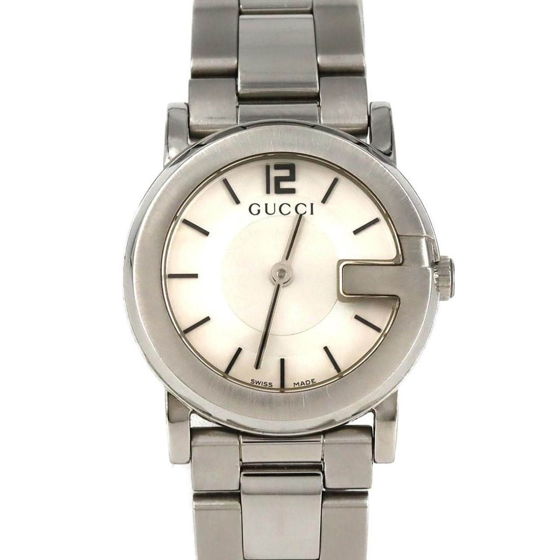 Gucci 101L Stainless Steel Quartz Watch: --- Catalog ---Category: SizeWrist Size: 15cm / 5.9''Case Diameter: 28mm / 1.1''Category: DesignType: WristwatchGender: WomenColor (Dial): SilverMaterial (Band): Stainless steelMaterial (Case): Stainl