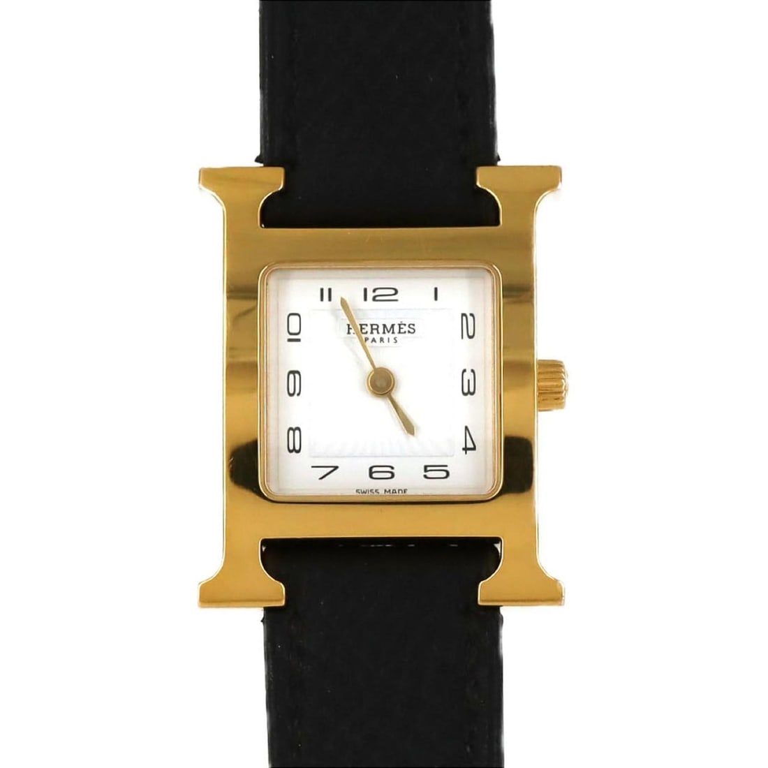 Hermès H Watch GP HH1.201 Quartz Wristwatch: --- Catalog ---Category: SizeCase Diameter: 21mm / 0.83''Category: DesignType: WristwatchGender: WomenColor (Dial): WhiteMaterial (Case): Gold platedCategory: GeneralMPN: HH1.201Brand: HermesCategory: