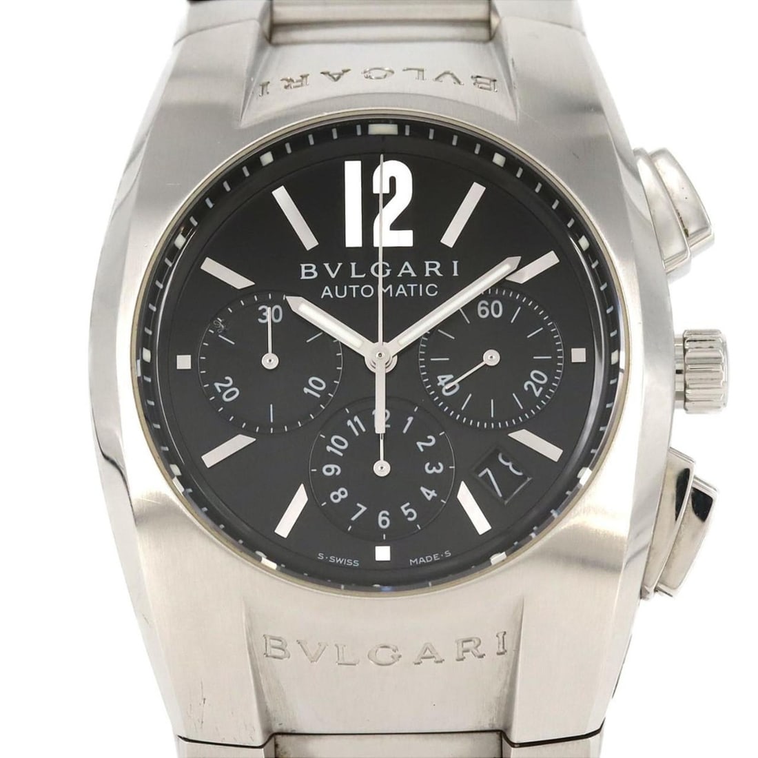 Bvlgari Ergon Chronograph EG40SCH EG40BSSDCH AT Stainless Steel Automatic Watch: --- Catalog ---Category: SizeWrist Size: 17cm / 6.69''Case Diameter: 40mm / 1.57''Category: DesignType: WristwatchGender: MenColor (Dial): BlackMaterial (Band): Stainless steelMaterial (Case): Stainle