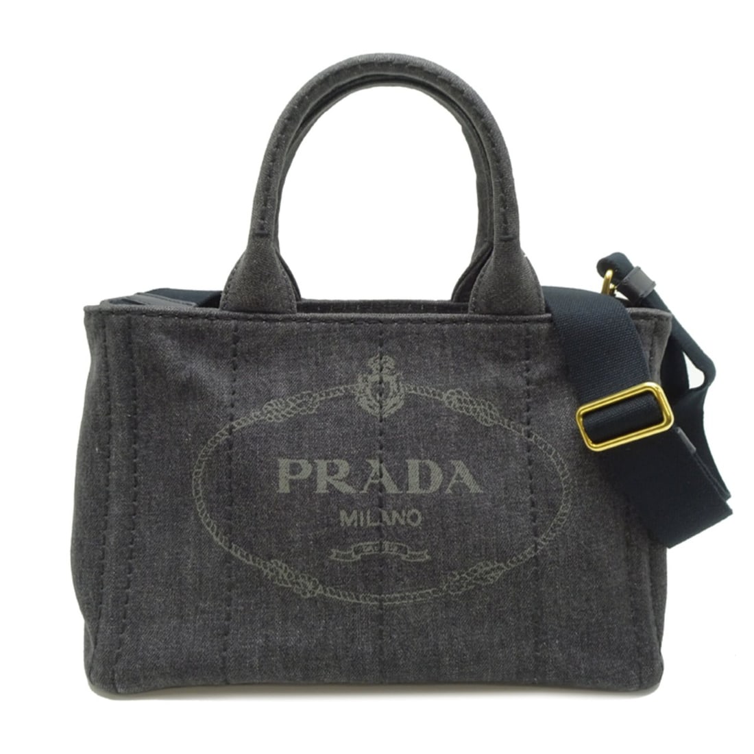 Prada Canapa Women's Tote Bag B2439G Denim NERO (Black): --- Catalog ---Category: SizeSize (HxWxD): 18cm x 29cm x 16cm / 7.08'' x 11.41'' x 6.29''Category: DesignType: Tote bagColor: Black, NeroGender: WomenMaterial: Denim Category: GeneralMPN: B2439GBrand: