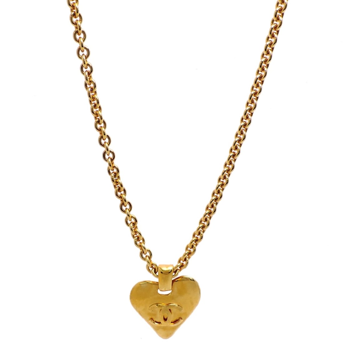 Chanel Coco Mark Heart Women's and Men's Necklace GP: --- Catalog ---Category: SizePendant Size: 47.4mm x 45mm / 1.86'' x 1.77''Neck Circumference: 69 cm / 27.16''Category: DesignGender: Men,WomenMaterial: Gold platingNecklace Type: NecklaceCategory: Gen