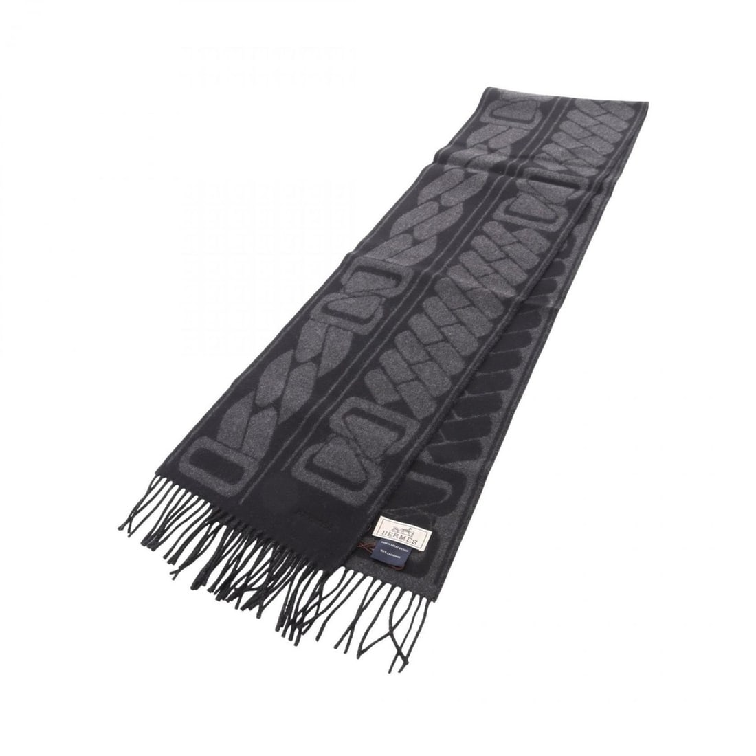 Hermes Hermès Click Se Nue scarf, cashmere, men's, black and gray: --- Catalog ---Category: SizeSize (LxW): 1.81m x 25.5cm / 71.25'' x 10.03''Category: DesignType: StoleColor: Black, GrayGender: MenMaterial: Cashmere Category: GeneralBrand: Hermes--- Item List ---Sec