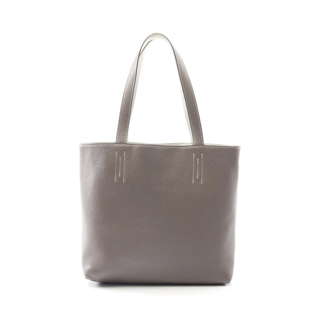 Hermes Hermès Double Sens 28 Tote Bag in Taurillon Clemence Leather, available gray and white.: --- Catalog ---Category: SizeSize (HxWxD): 25cm x 28cm x 10cm / 9.84'' x 11.02'' x 3.93''Category: DesignType: Tote bagColor: Gray, WhiteGender: WomenMaterial: Taurillon clemence leather , Leather Cat