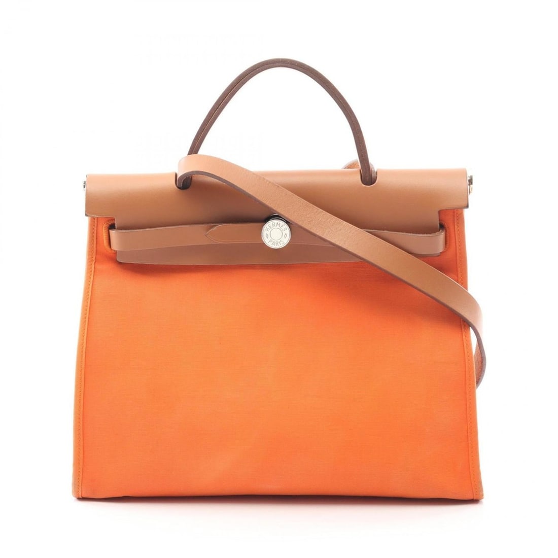 Hermes Hermès Airbag Zip PM Handbag, Canvas and Leather, Vache Hunter Toile Officier, Women's,: --- Catalog ---Category: SizeSize (HxWxD): 24cm x 31cm x 10cm / 9.44'' x 12.2'' x 3.93''Category: DesignType: HandbagColor: Brown, OrangeGender: WomenMaterial: Toile officier Category: GeneralMPN: H06