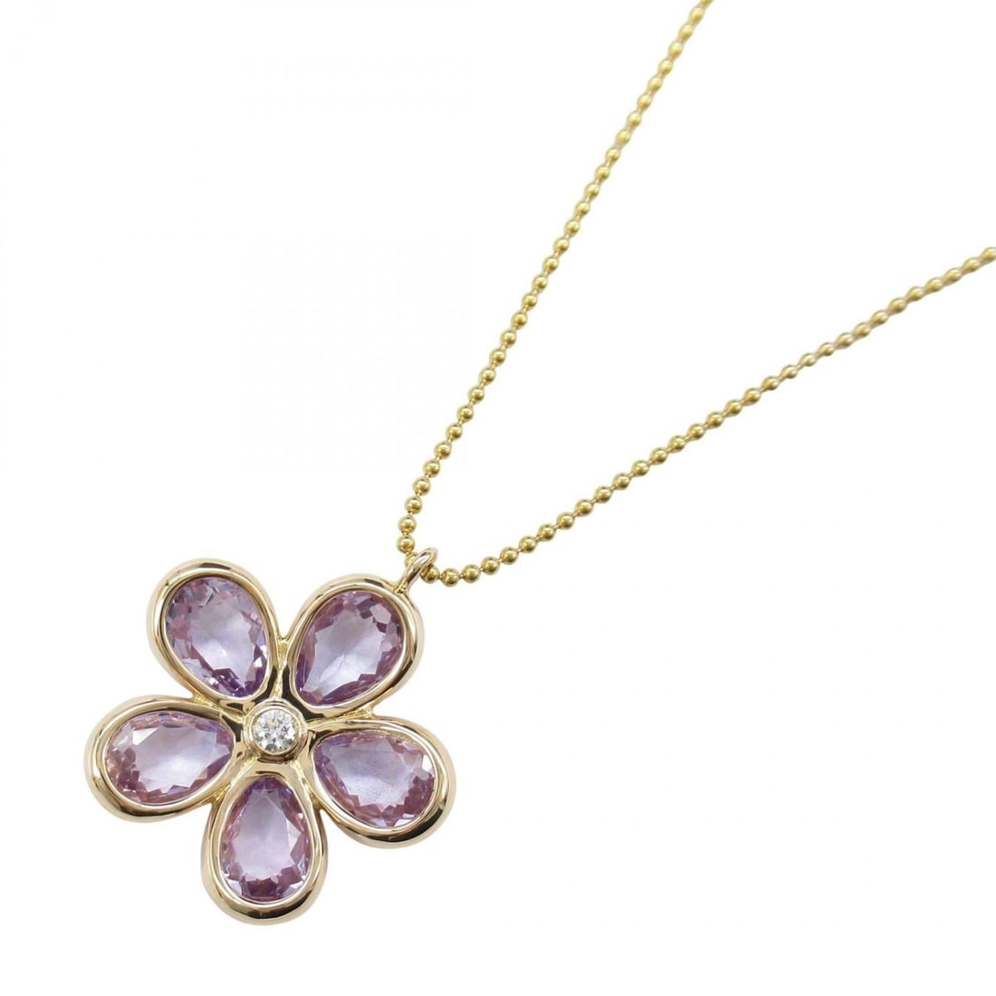 Tiffany & Co. Flower Garden Amethyst Necklace in 18K Pink Gold. Available gold and purple.: --- Catalog ---Category: SizePendant Size: 21mm x 18mm / 0.82'' x 0.7''Neck Circumference: 40.5 cm / 15.94''Category: DesignColor: Pink goldStone: AmethystGender: WomenMaterial: Pink gold (18K)Stone C