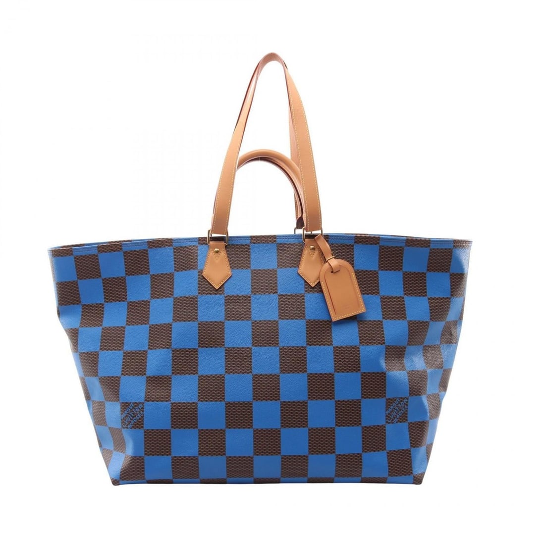 Louis Vuitton Sac Plat Soft EW Tote Bag, Coated Canvas and Leather, Men's Women's, Brown Blue,: --- Catalog ---Category: SizeSize (HxWxD): 38.5cm x 46.5cm x 27cm / 15.15'' x 18.3'' x 10.62''Category: DesignType: Tote bagColor: Blue, BrownGender: Men,WomenMaterial: Coated canvas , PVC , Leather C