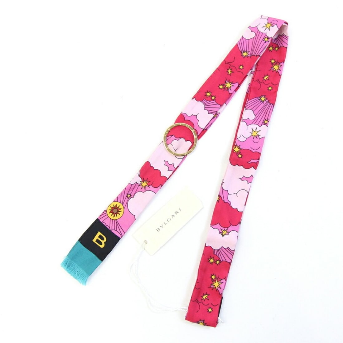 BVLGARI Scarf & Ring Set, Pink, 100% Silk, Ribbon Scarf, Bag Charm, 2-Piece Women's: --- Catalog ---Category: SizeSize (LxW): 1.37m x 3cm / 53.93'' x 1.18''Category: DesignColor: PinkGender: WomenMaterial: Silk Category: GeneralBrand: BvlgariCountry of Origin: Italy--- Item List ---Se