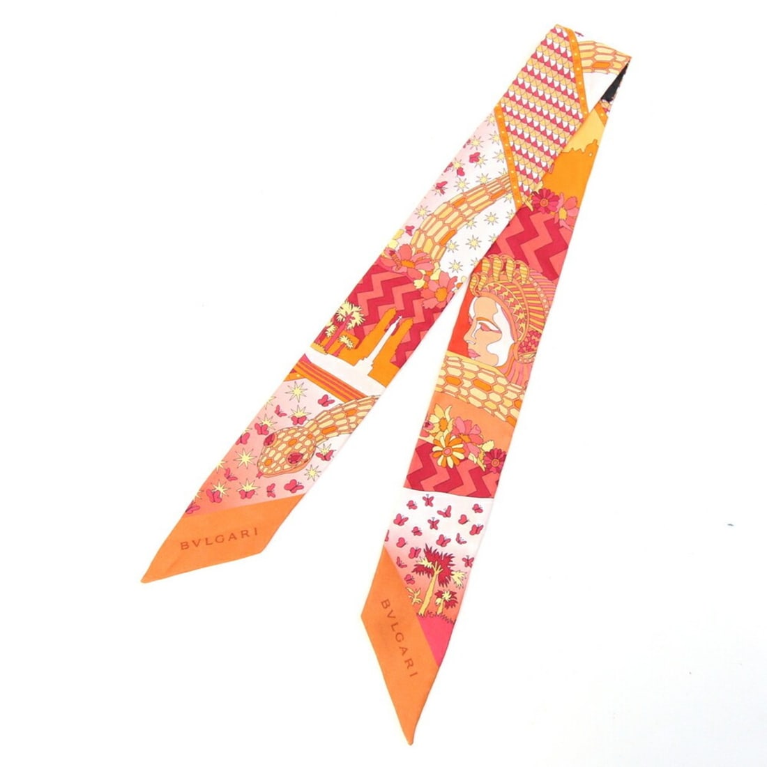 BVLGARI Serpenti Scarf Muffler in Orange, 100% Silk, Ribbon Scarf, Bag Charm, Women's: --- Catalog ---Category: SizeSize (LxW): 85cm x 5cm / 33.46'' x 1.96''Category: DesignColor: OrangeGender: WomenMaterial: Silk Category: GeneralLine: SerpentiBrand: BvlgariCountry of Origin: Italy---