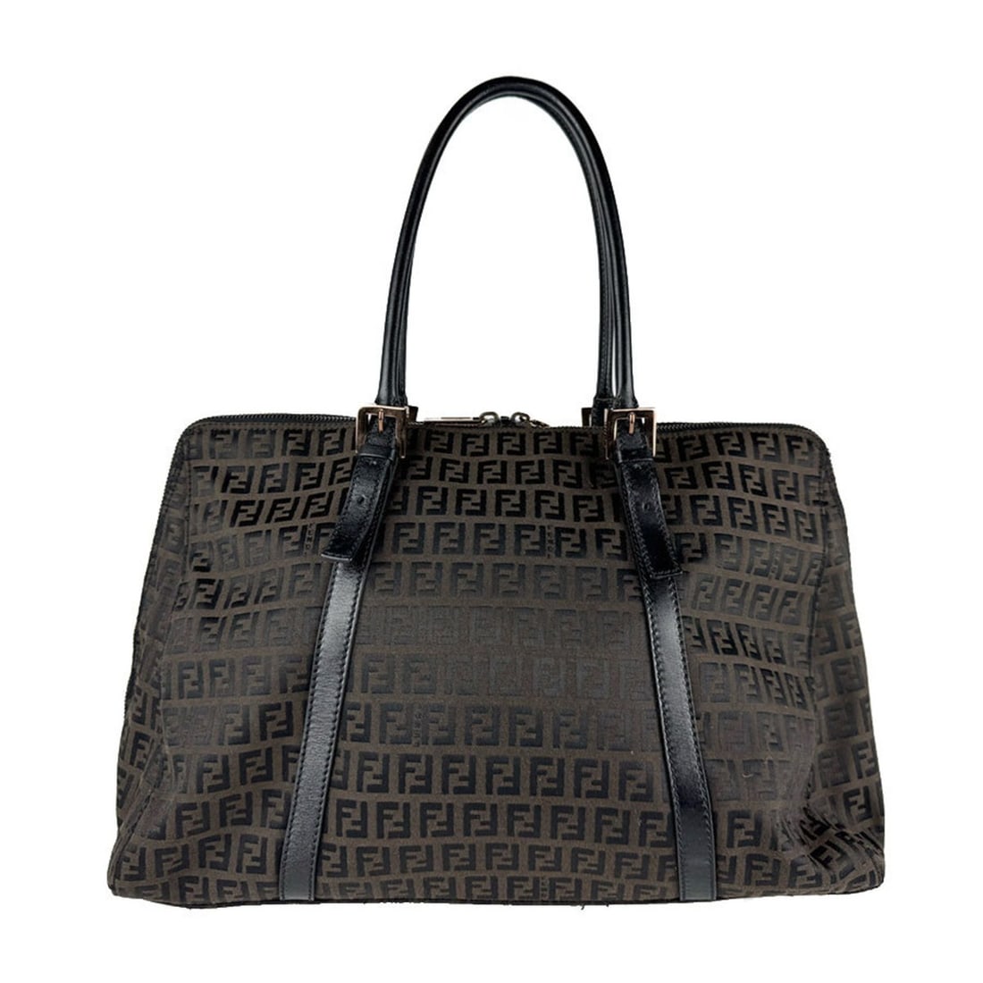 Fendi Zucchino Handbag in Canvas/Leather, Brown/Black, Women's, Z7940: --- Catalog ---Category: SizeSize (HxWxD): 26cm x 37cm x 14cm / 10.23'' x 14.56'' x 5.51''Category: DesignType: HandbagColor: Black, BrownGender: WomenMaterial: Canvas , Leather Category: GeneralBrand