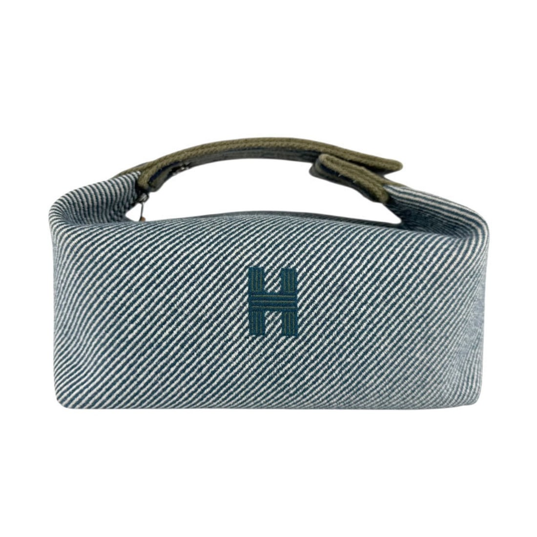 Hermes Hermès BRIDE A Black PM Handbag, Cotton, Blue/Khaki, Silver, Women's, z7897: --- Catalog ---Category: SizeSize (HxWxD): 10cm x 21cm x 12cm / 3.93'' x 8.26'' x 4.72''Category: DesignType: Handbag, PouchColor: Blue, KhakiGender: WomenMaterial: Cotton Category: GeneralBrand: Herm