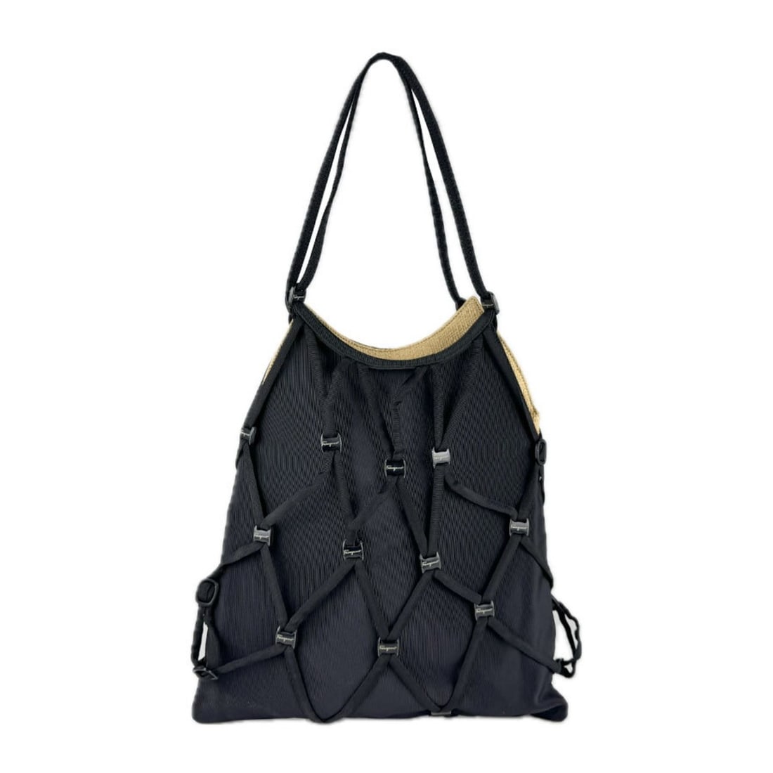 Salvatore Ferragamo Women's 2-Way Handbag, Rayon/Cotton/Straw, Black/Beige, Z7881: --- Catalog ---Category: SizeSize (HxWxD): 32cm x 32cm x 4cm / 12.59'' x 12.59'' x 1.57''Category: DesignType: HandbagColor: Beige, BlackGender: WomenMaterial: Rayon , Cotton , Straw Category: General