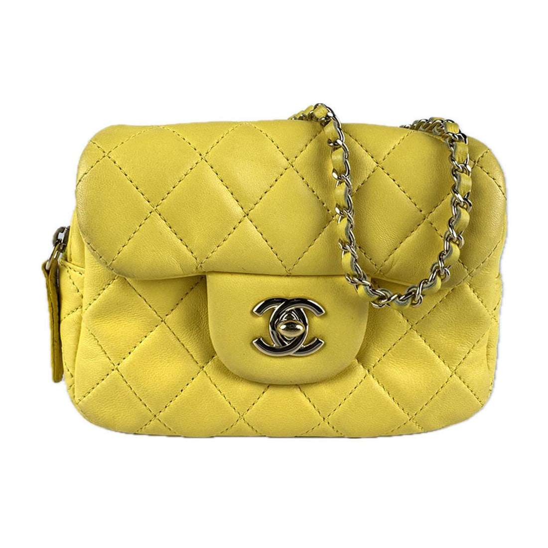 CHANEL Shoulder Bag, Lambskin, Yellow Gold, Women's, Z7876: --- Catalog ---Category: SizeSize (HxWxD): 12cm x 15cm x 5cm / 4.72'' x 5.9'' x 1.96''Category: DesignType: Shoulder bagColor: YellowGender: WomenMaterial: Leather Leather/Fur Type: LambskinCategory: