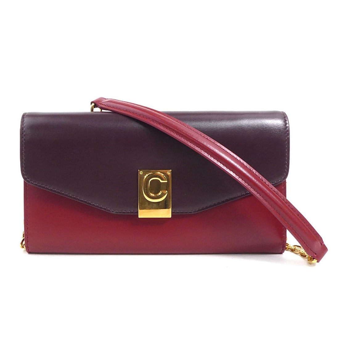 Celine Women's Long Chain Wallet in Bordeaux and Red Leather (r10909a): --- Catalog ---Category: SizeSize (HxWxD): 10cm x 18.7cm x 2cm / 3.93'' x 7.36'' x 0.78''Category: DesignType: Chain/Shoulder walletColor: Bordeaux, Red colorGender: WomenMaterial: Leather Category: G