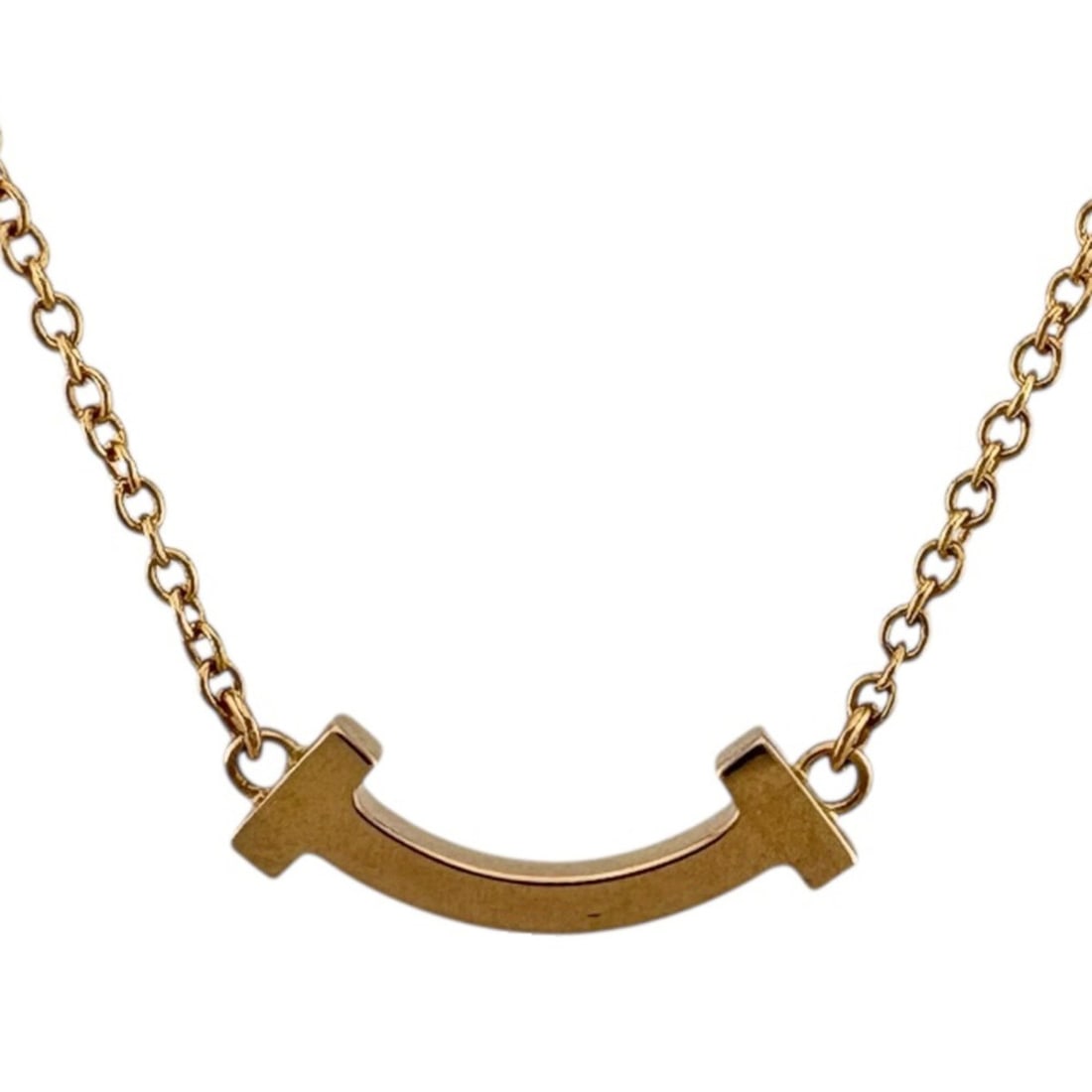 Tiffany T Smile Necklace, 18k Gold, Women's, Pre-owned, TIFFANY & Co.: --- Catalog ---Category: SizePendant Size: 3.5mm x 13.5mm / 0.13'' x 0.53''Neck Circumference: 45.5 cm / 17.91''Category: DesignGender: WomenMaterial: Pink gold (18K)Necklace Type: NecklaceCategory: G
