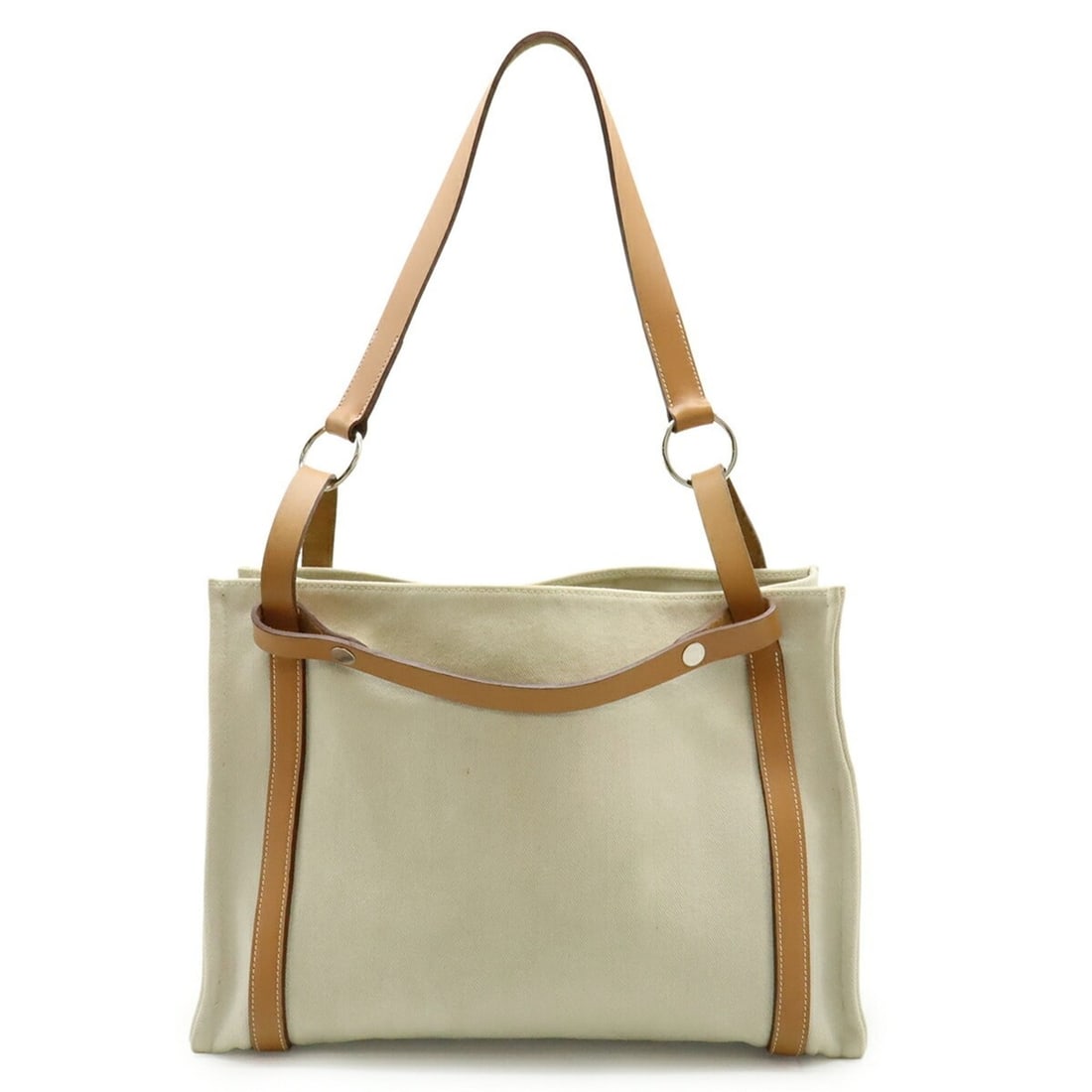 HERMES Cavallic Tote Bag, Shoulder Handbag, Toile Chevron Leather, Natural/Light Brown, ?P Stamp: --- Catalog ---Category: SizeSize (HxWxD): 27cm x 38cm x 15cm / 10.62'' x 14.96'' x 5.9''Category: DesignType: Handbag, Shoulder bag, Tote bagColor: Light brown, NaturalGender: WomenMaterial: Toile ch