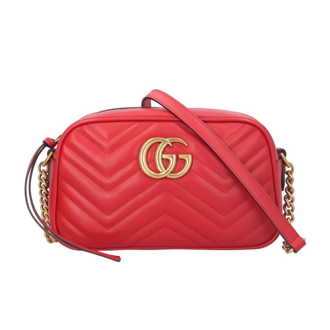 Pre-owned Gucci Small Camera Bag GG Marmont Shoulder Bag, Leather 447632, Red, Women's: --- Catalog ---Category: SizeSize (HxWxD): 14cm x 24cm x 7cm / 5.51'' x 9.44'' x 2.75''Category: DesignType: Shoulder bagColor: Red colorGender: WomenMaterial: Leather Category: GeneralBrand: GucciCou