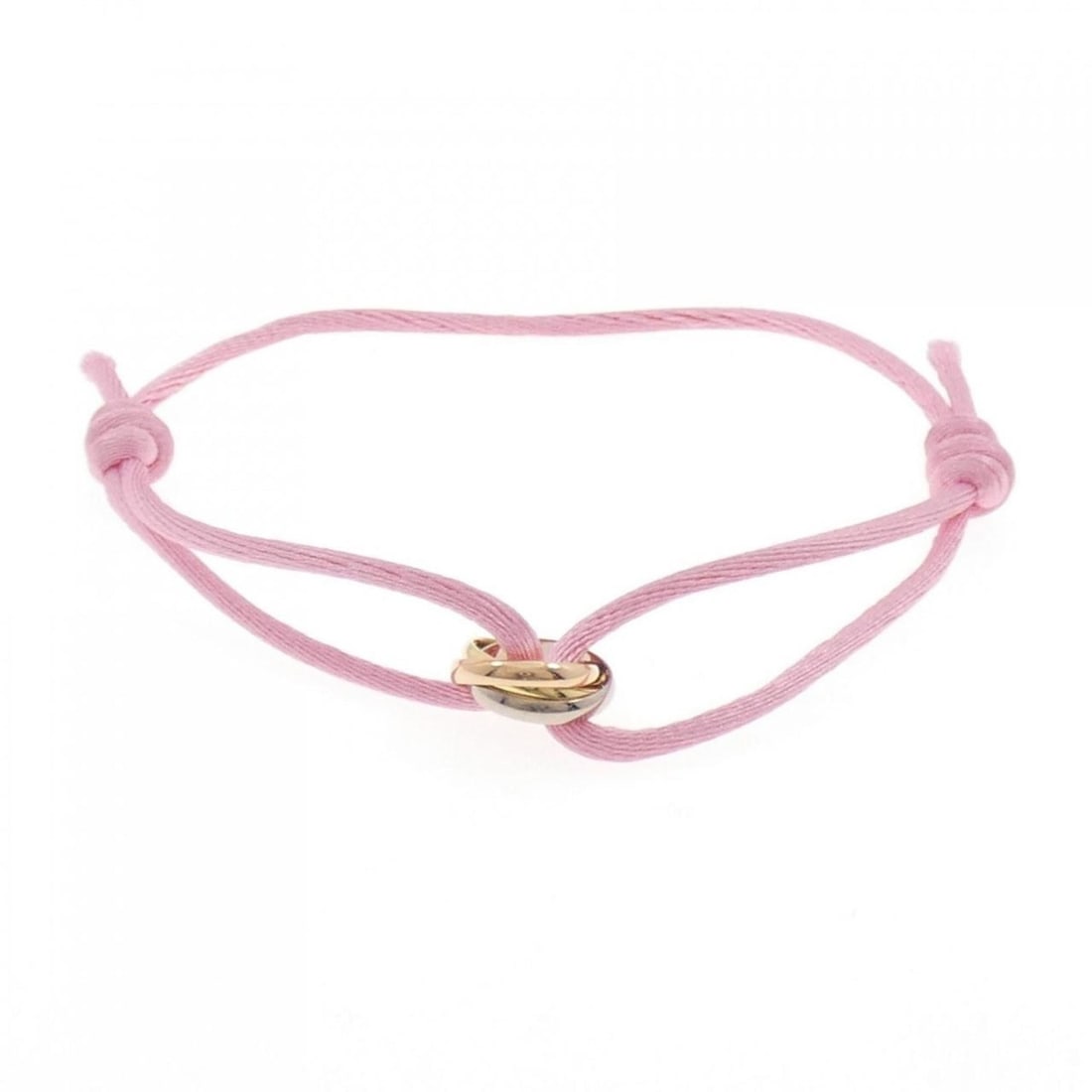 Cartier Trinity cord bracelet: --- Catalog ---Category: SizeStone Size (HxW): 4.09mm / 0.16''Category: DesignType: Charm braceletColor: Pink gold, White gold, Yellow goldGender: WomenMaterial: Pink gold (18K), White gold (18K), Yel
