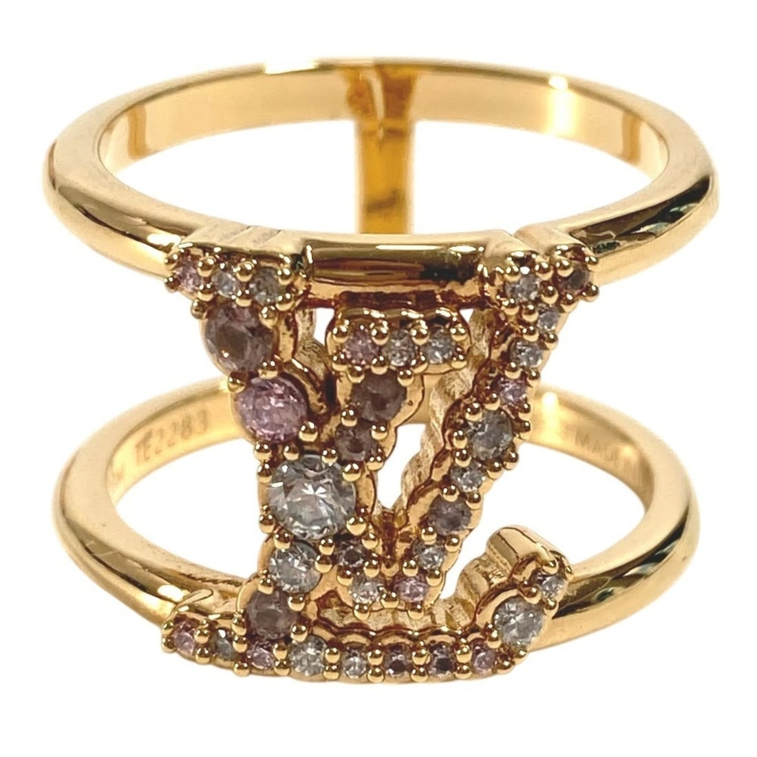 LOUIS VUITTON M1223M Ring - LV Iconic Tresor Rhinestone Ring, Women's, Gold: --- Catalog ---Category: SizeJP Size: 12.5US Size: 6.5Category: DesignType: Band ringColor: GoldGender: WomenMaterial: MetalCategory: GeneralMPN: M1223MBrand: Louis VuittonCountry of Origin: Italy---