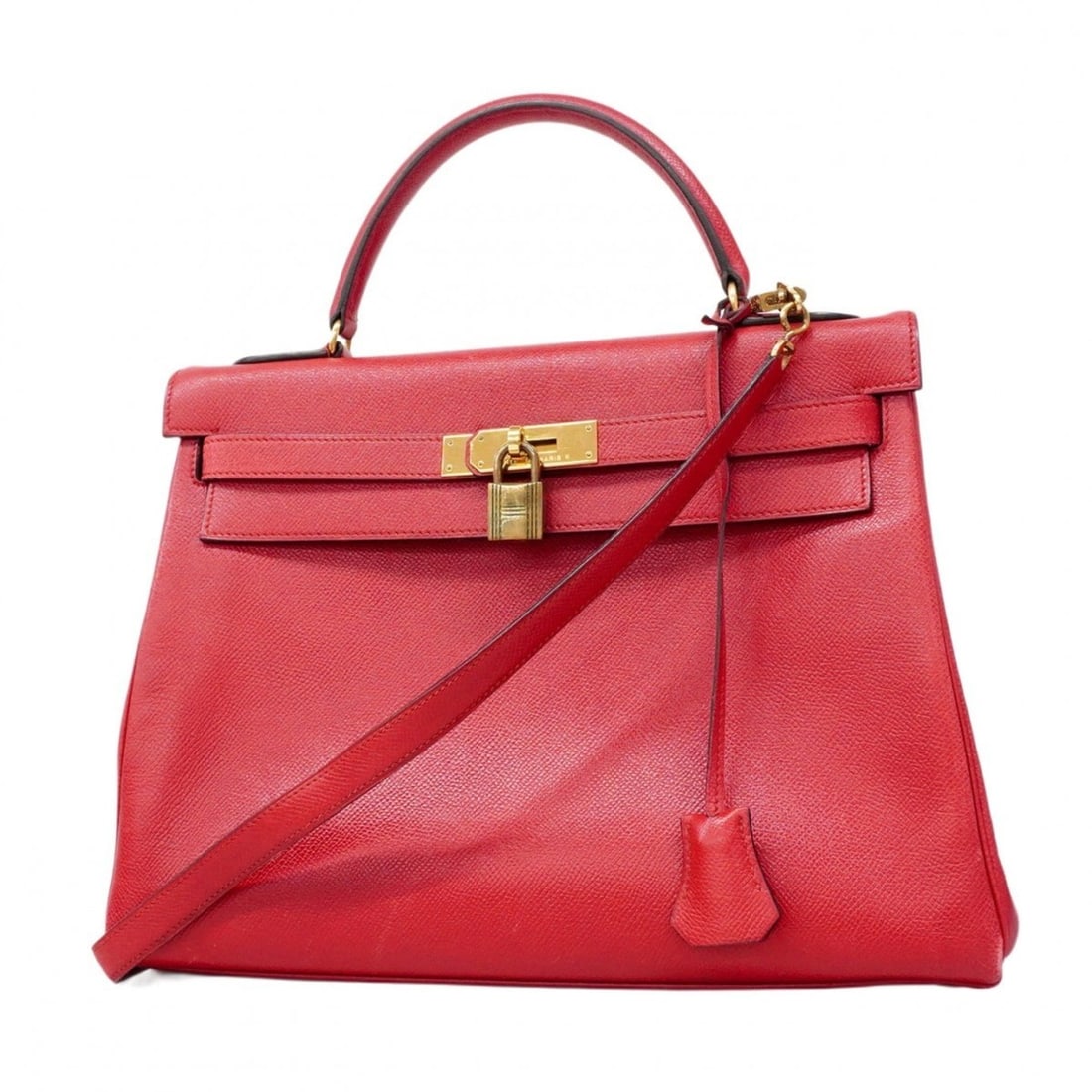 Hermes Hermès Kelly 32 Couchvel Red Handbag with ?S Stamp, 2-Way Bag for Women: --- Catalog ---Category: SizeSize (HxWxD): 23cm x 32cm x 12cm / 9.05'' x 12.59'' x 4.72''Category: DesignType: HandbagColor: Red colorGender: WomenMaterial: Courchevel leather Hardware Color: GoldCate