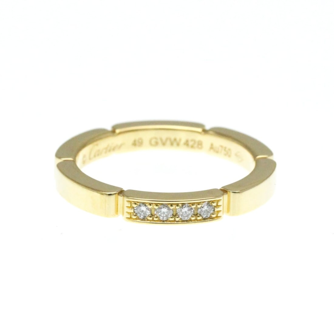Cartier Maillon Panthere Ring 4P Diamond Yellow Gold (18K) Fashion Diamond Band Ring Gold: --- Catalog ---Category: SizeWidth: 2.4mm / 0.09''Weight: 3.9g / 0.13oz.JP Size: 9US Size: 4 3/4Brand Size: 49Category: DesignType: Band ringColor: GoldMetal: GoldStone: DiamondStyle: FashionGender: M