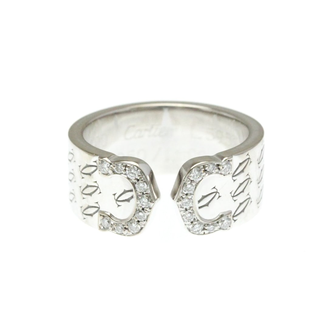 Cartier C2 Diamond Ring White Gold (18K) Fashion Diamond Band Ring Silver: --- Catalog ---Category: SizeWidth: 8mm / 0.31''Weight: 10.8g / 0.38oz.JP Size: 10US Size: 5 1/4Brand Size: 50Category: DesignType: Band ringColor: SilverMetal: White GoldStone: DiamondStyle: FashionG