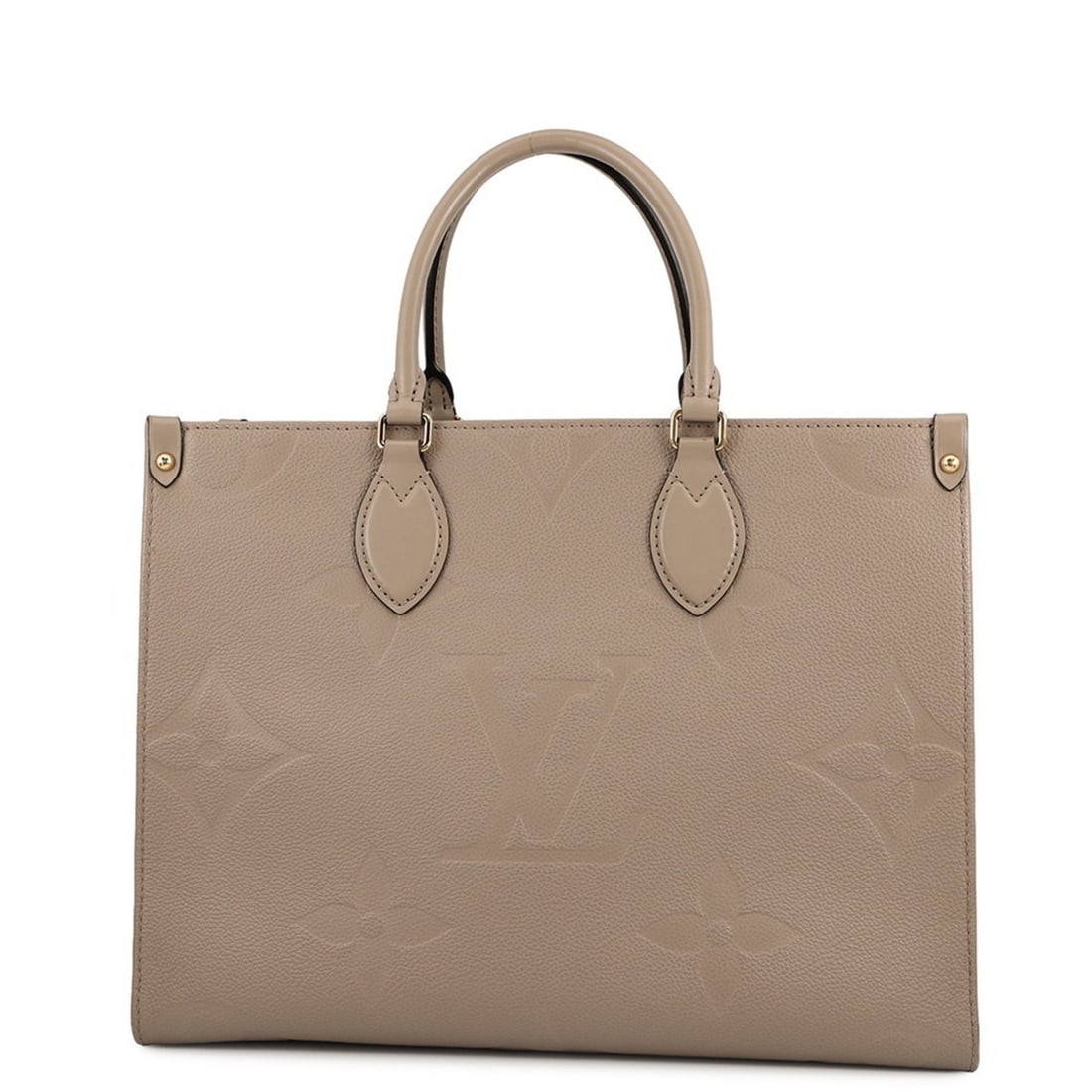 Louis Vuitton Monogram Empreinte On-the-Go Tote Bag MM M45607 LOUIS VUITTON: --- Catalog ---Category: SizeSize (HxWxD): 26cm x 34cm x 14.5cm / 10.23'' x 13.38'' x 5.7''Category: DesignType: Tote bagColor: Monogram, TourterelleGender: Men,WomenMaterial: Monogram Empreinte Categ