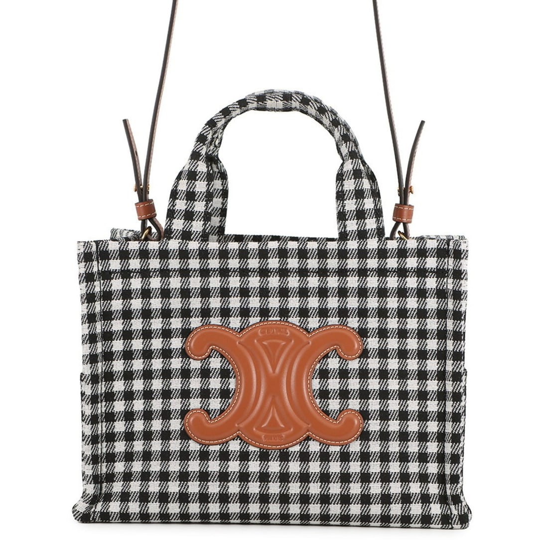 Celine Small Cabas Thais Check Canvas Handbag 199162 CELINE 2-Way Black and White: --- Catalog ---Category: SizeSize (HxWxD): 19cm x 26cm x 13cm / 7.48'' x 10.23'' x 5.11''Category: DesignType: HandbagColor: Black, WhiteGender: WomenMaterial: Canvas , Leather Category: GeneralMPN: 1